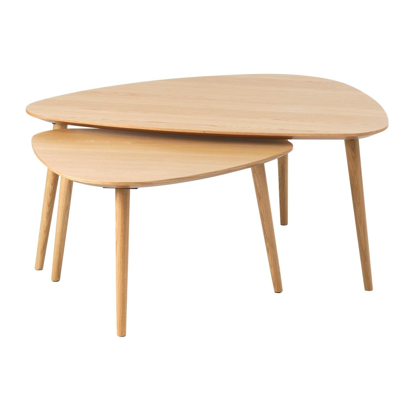 Giga Living - Salontafel Eikenhout Driehoek - Set van 2 - Naturel