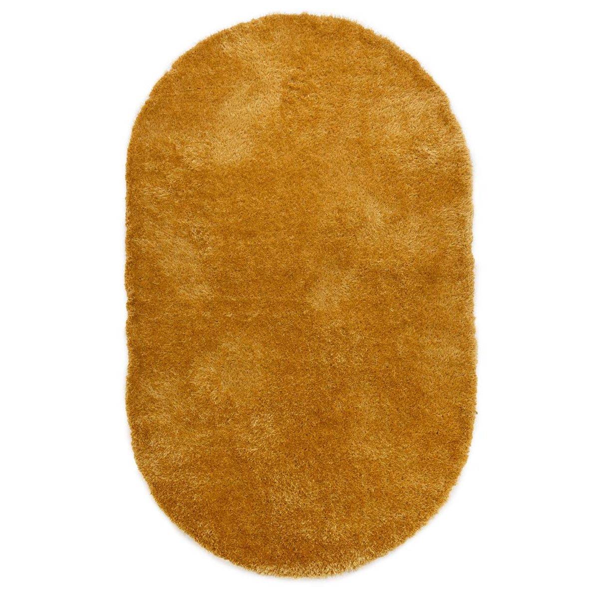 Tapeso Ovaal hoogpolig vloerkleed velvet - Posh goud - 280x380 cm
