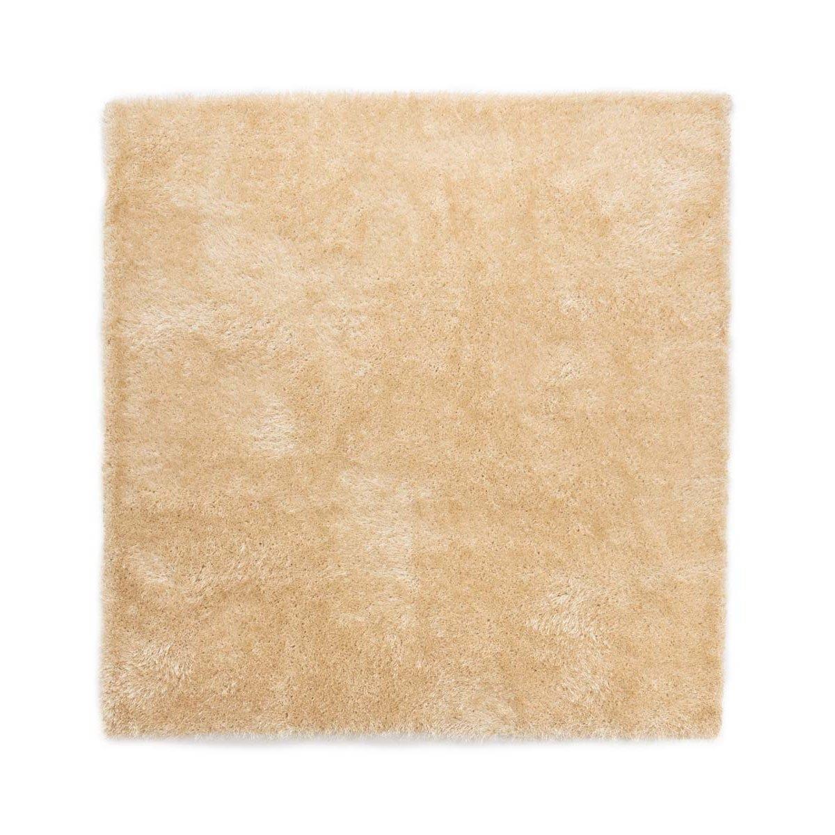 Tapeso Vierkant hoogpolig vloerkleed velvet - Posh champagne - 140x140