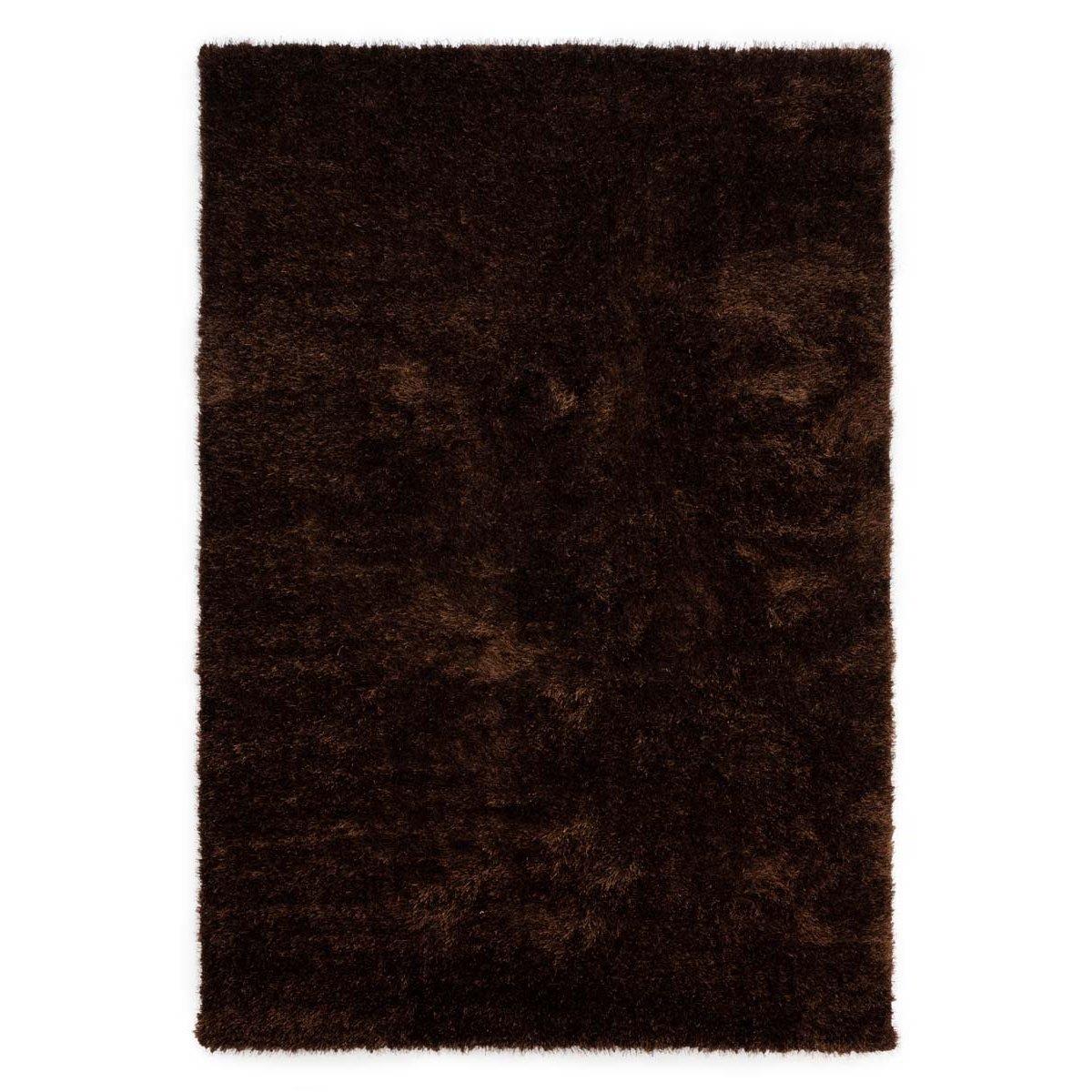 Tapeso Hoogpolig vloerkleed velvet - Posh donkerbruin - 120x180 cm