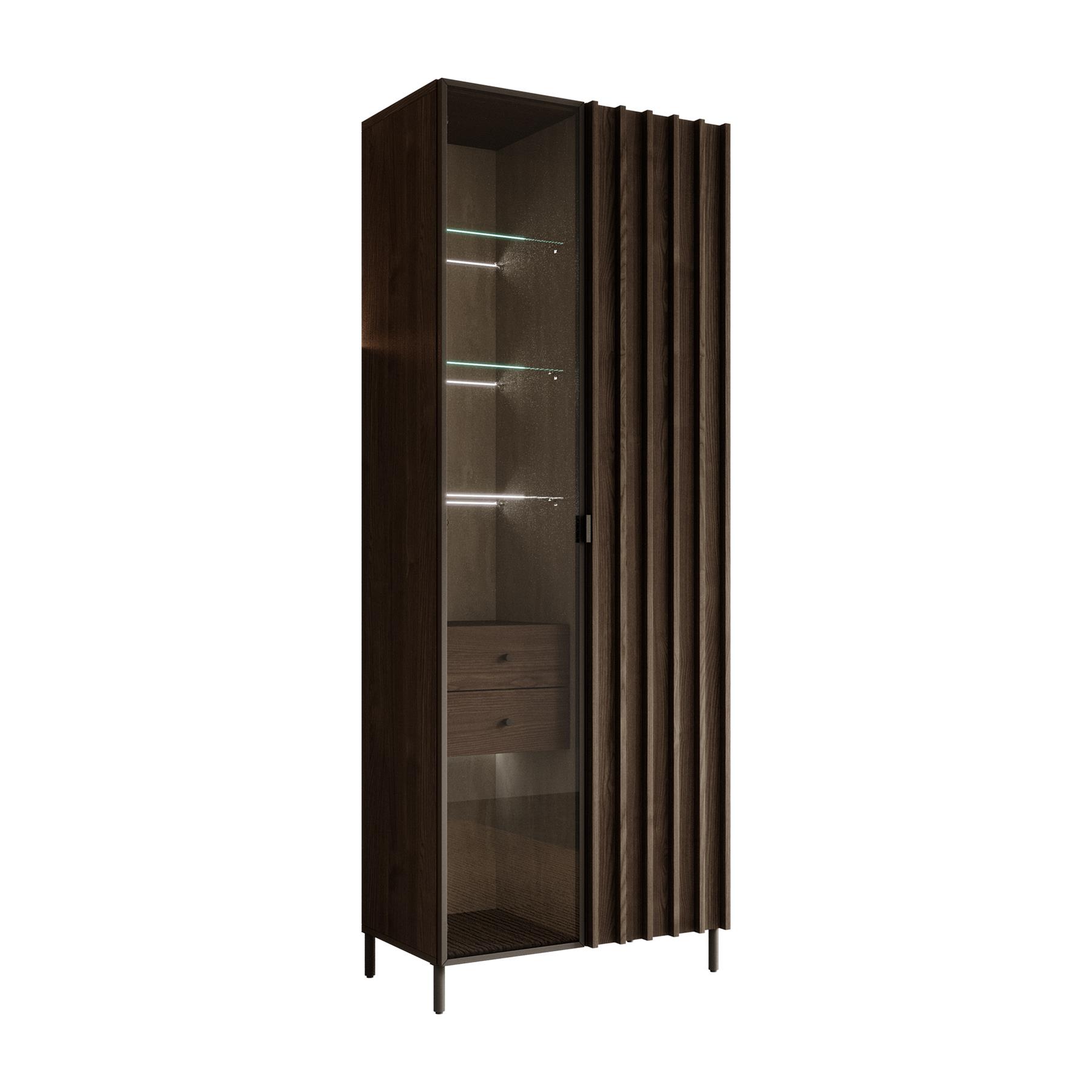 Meubella Vitrinekast Paz - Donkerbruin eiken - 73 cm