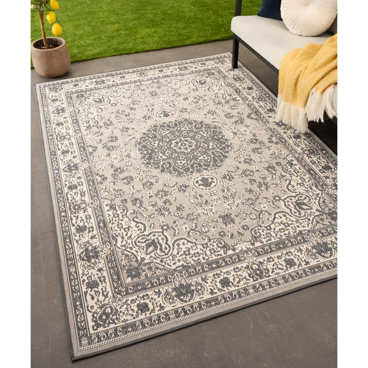 Tapeso Vintage buitenkleed - Flip Agnes grijs - 200x280 cm