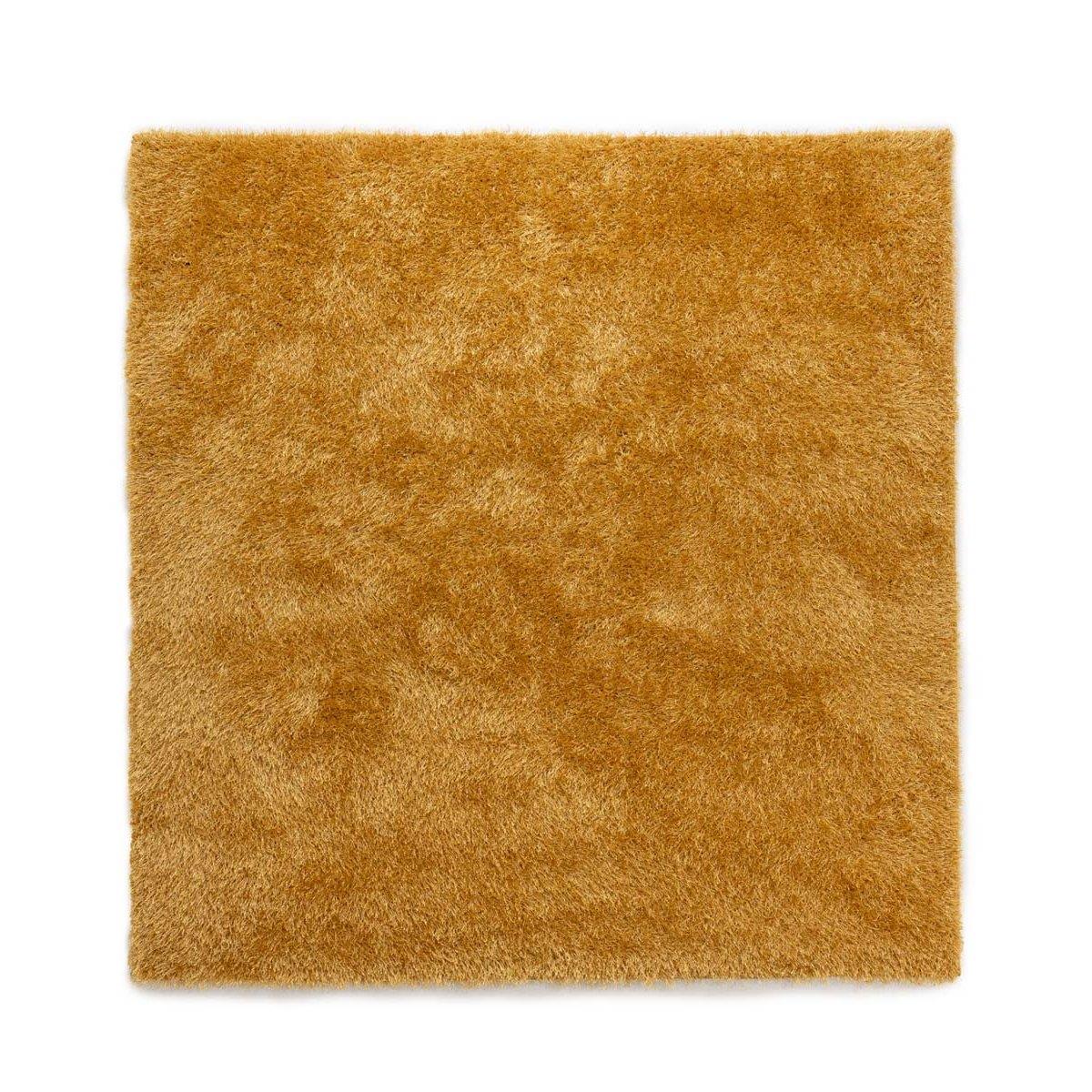 Tapeso Vierkant hoogpolig vloerkleed velvet - Posh goud - 280x280 cm