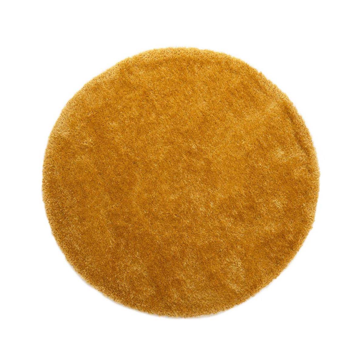 Tapeso Rond hoogpolig vloerkleed velvet - Posh goud - 120 cm rond