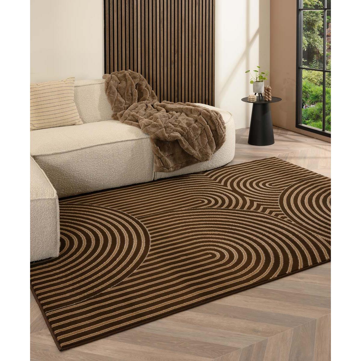 Tapeso Japandi vloerkleed - Ease Akira bruin - 160x230 cm
