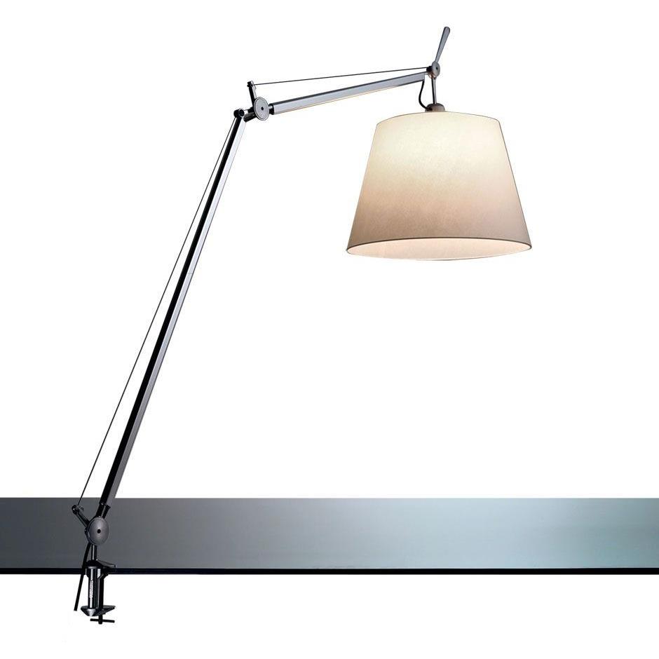 Artemide Tolomeo Mega klemlamp LED met toetsdimmer perkament 32 cm