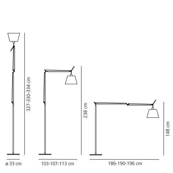 Artemide Tolomeo Mega Terra booglamp LED 3000K toetsdimmer alu