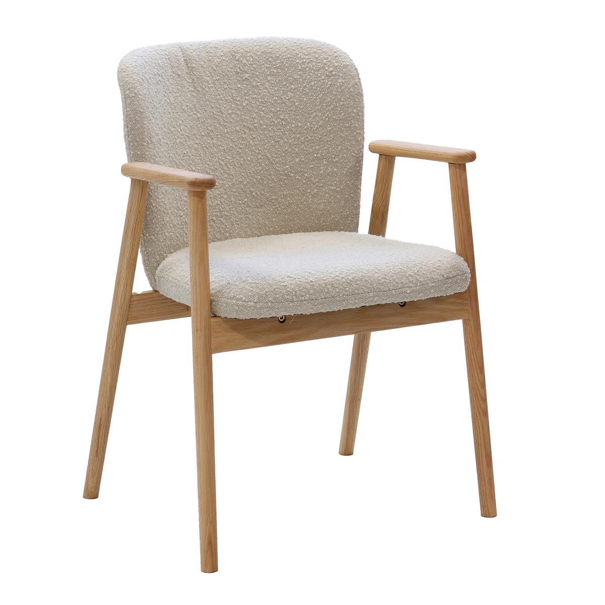 DÉJA Living - Eetkamerstoel Taupe Stof - Eikenhout - Lena - Set van 2
