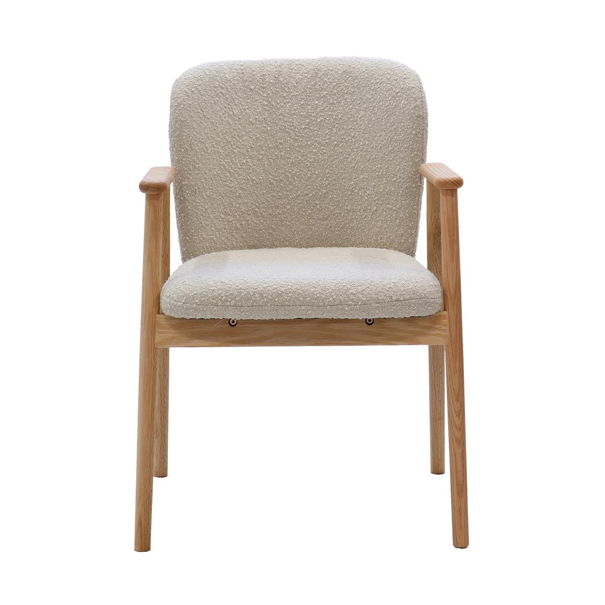 DÉJA Living - Eetkamerstoel Taupe Stof - Eikenhout - Lena - Set van 2
