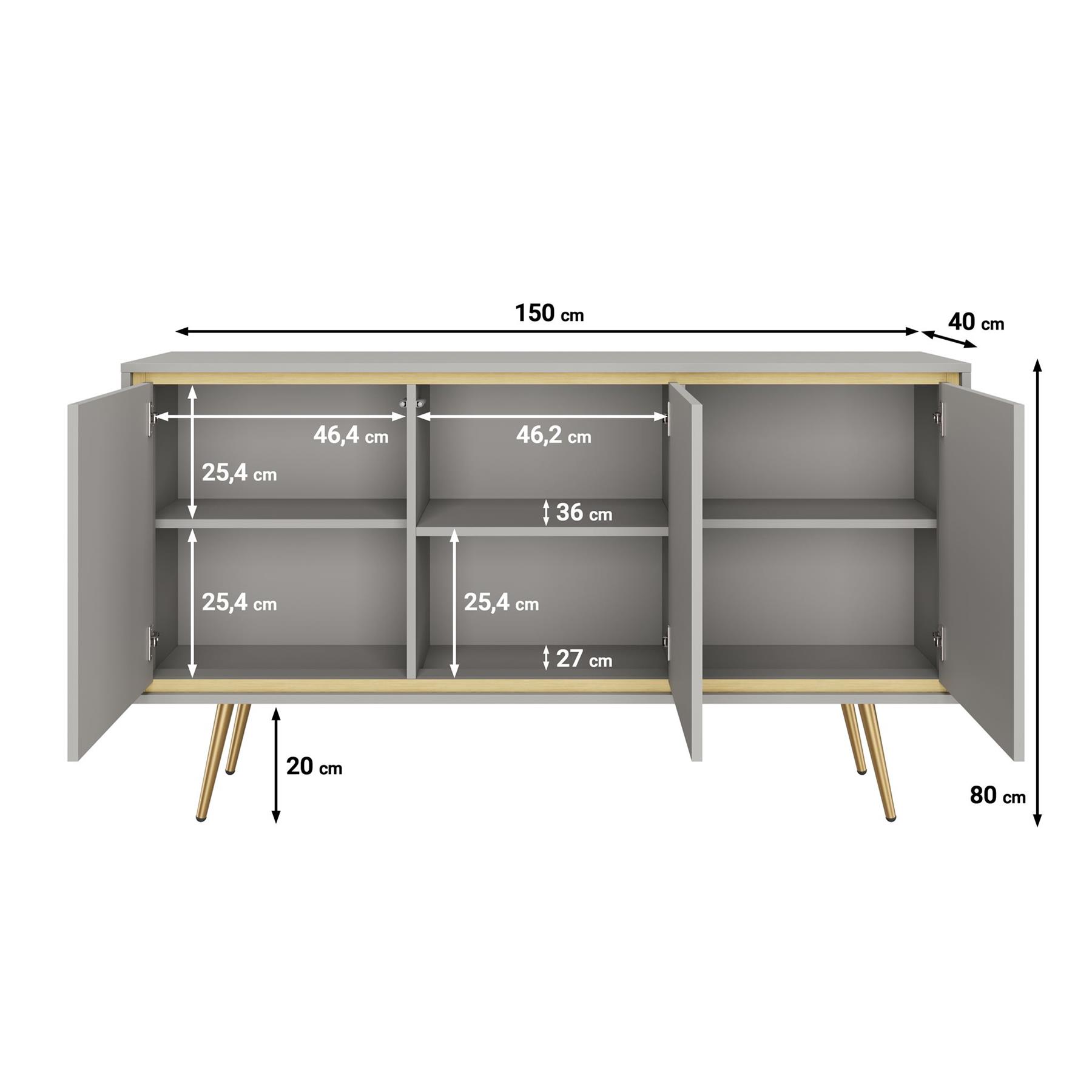 Meubella Dressoir Tara - Beige - 150 cm