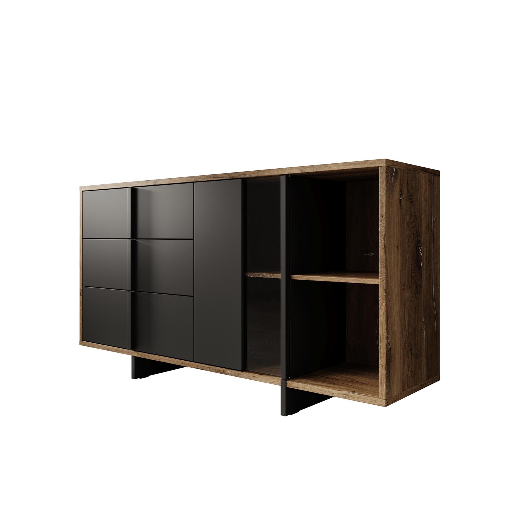 Meubella Dressoir Jonna - Zwart - 160 cm
