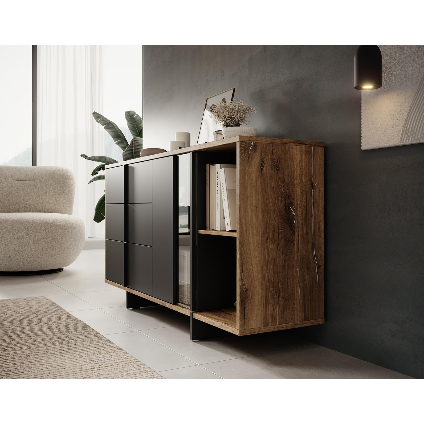 Meubella Dressoir Jonna - Zwart - 160 cm