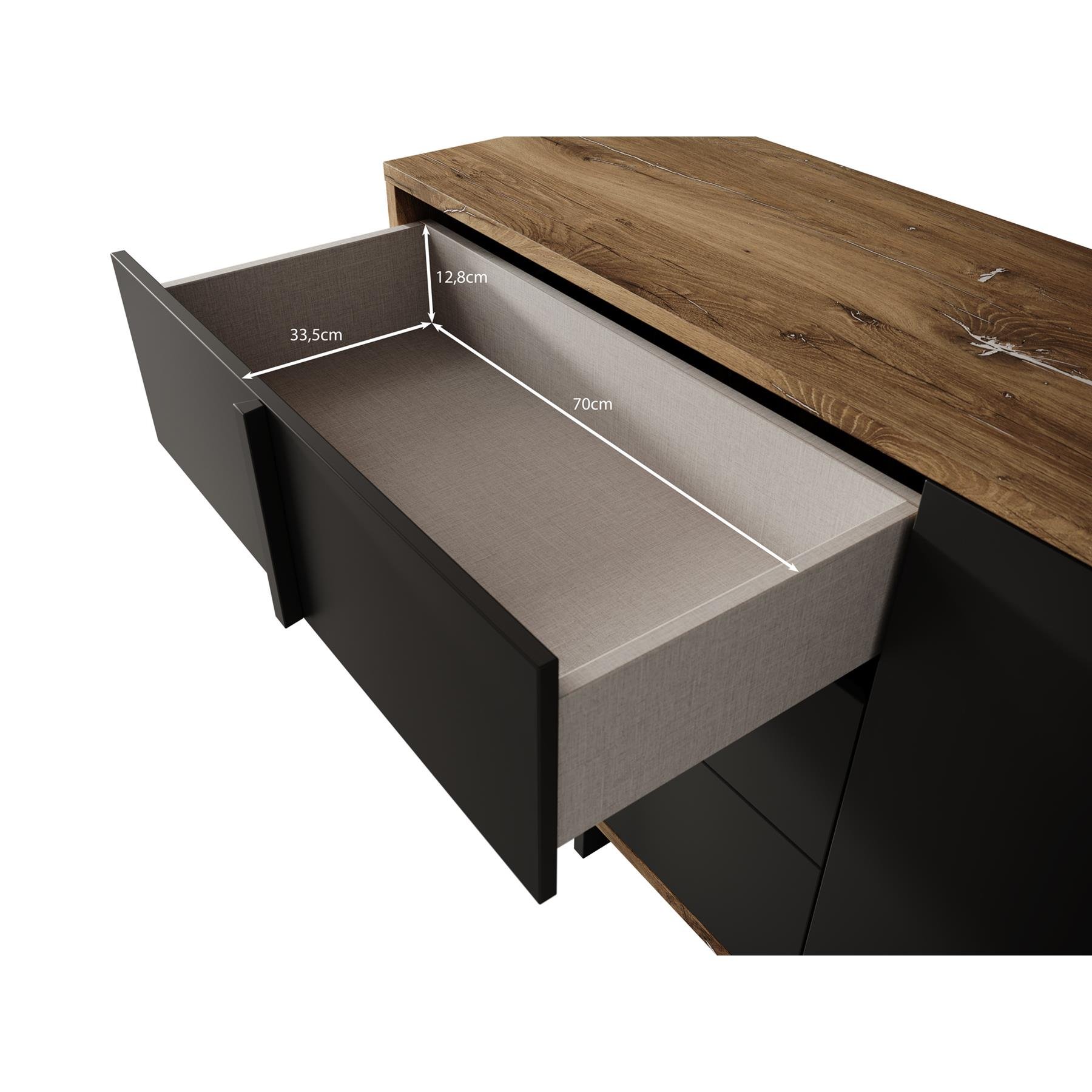 Meubella Dressoir Jonna - Zwart - 160 cm