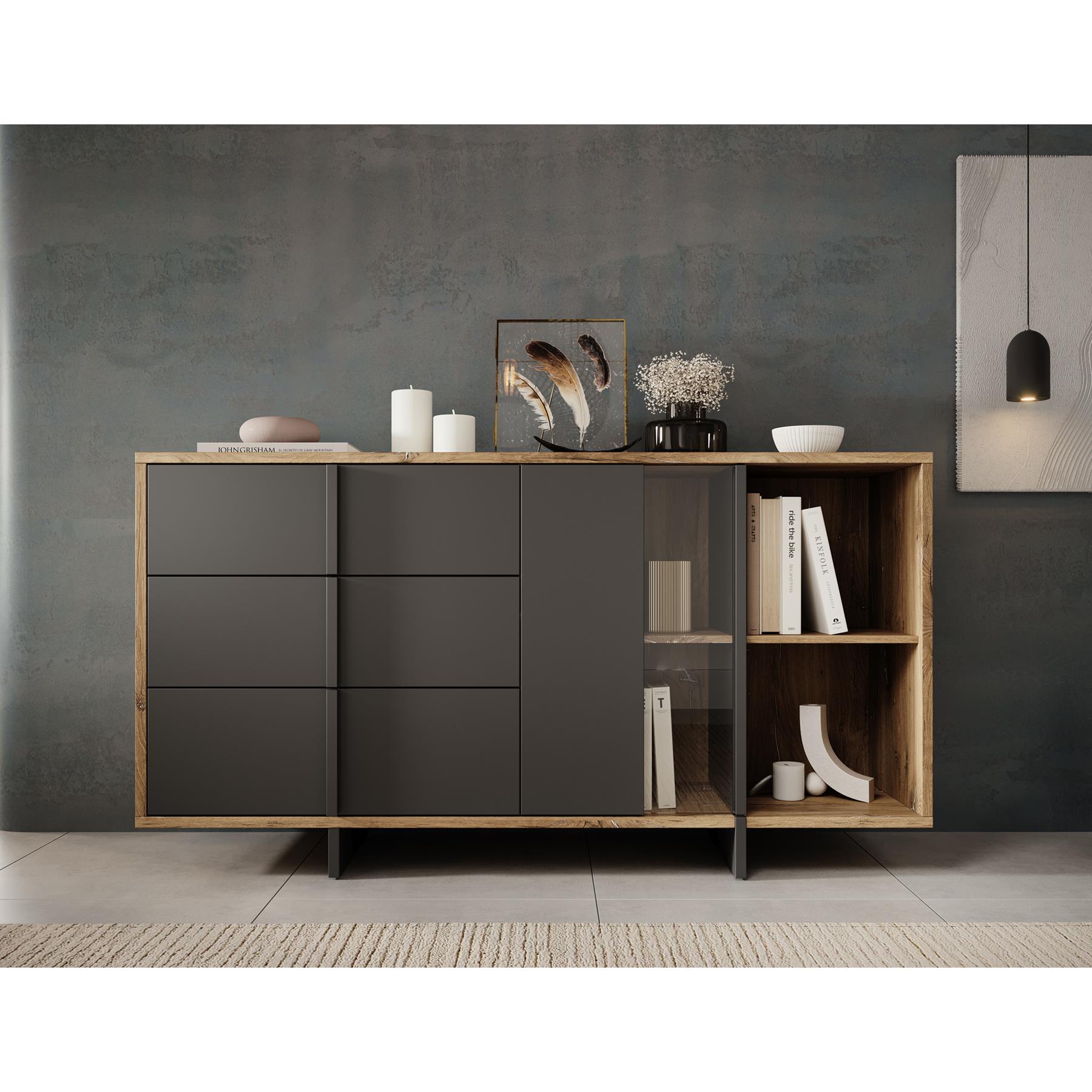 Meubella Dressoir Jonna - Zwart - 160 cm