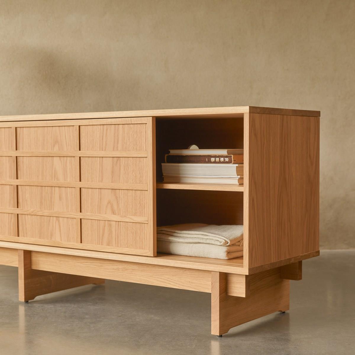 Tikamoon - Eikenhouten dressoir 200 cm Miu