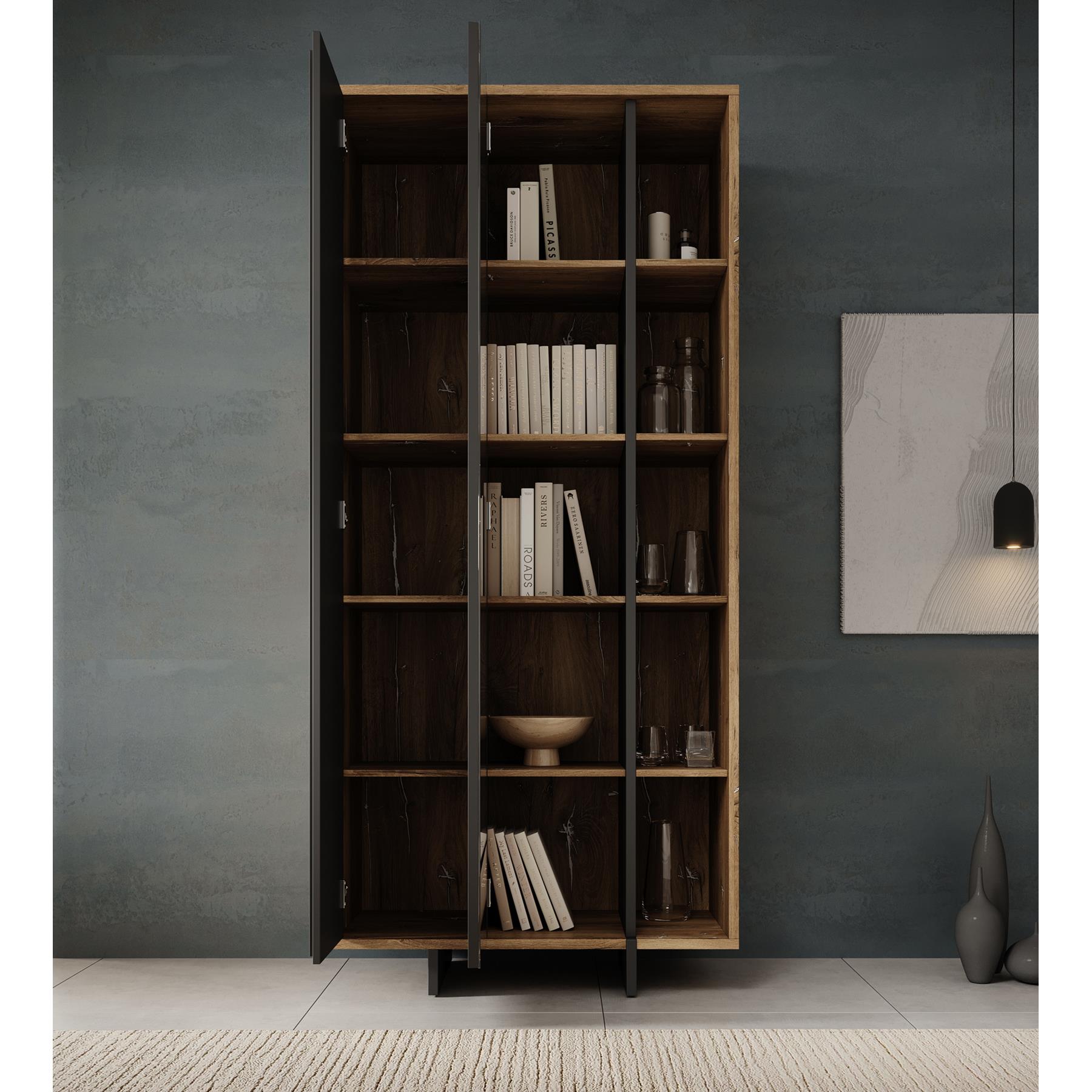 Meubella Vitrinekast Jonna - Zwart - 90 cm