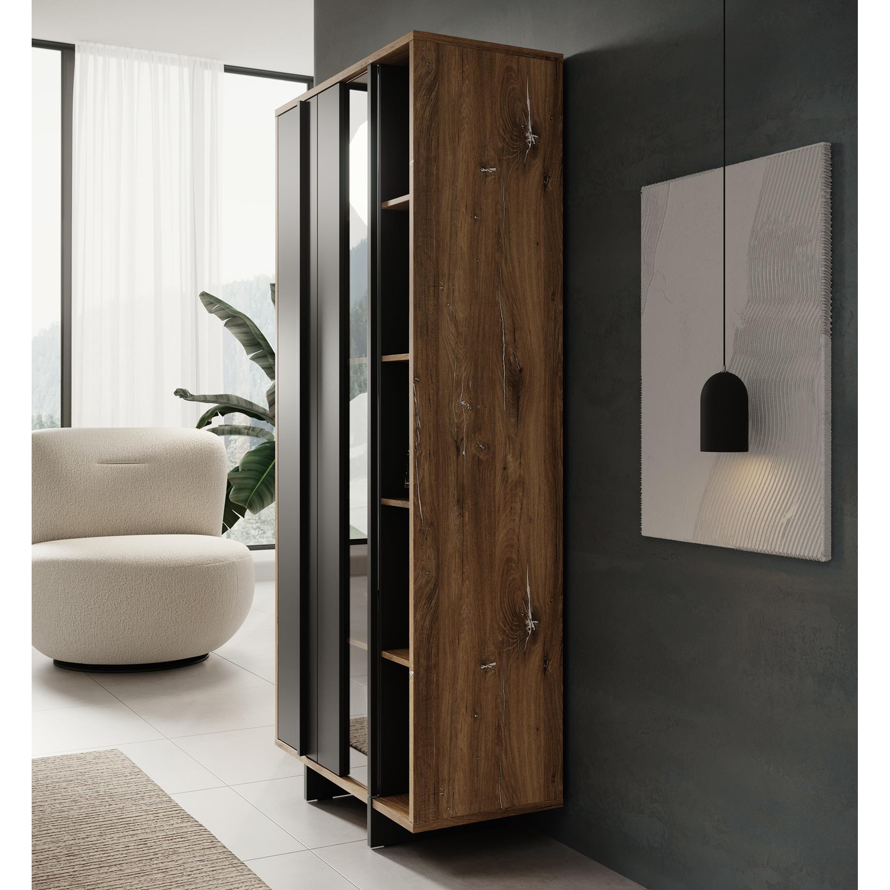 Meubella Vitrinekast Jonna - Zwart - 90 cm
