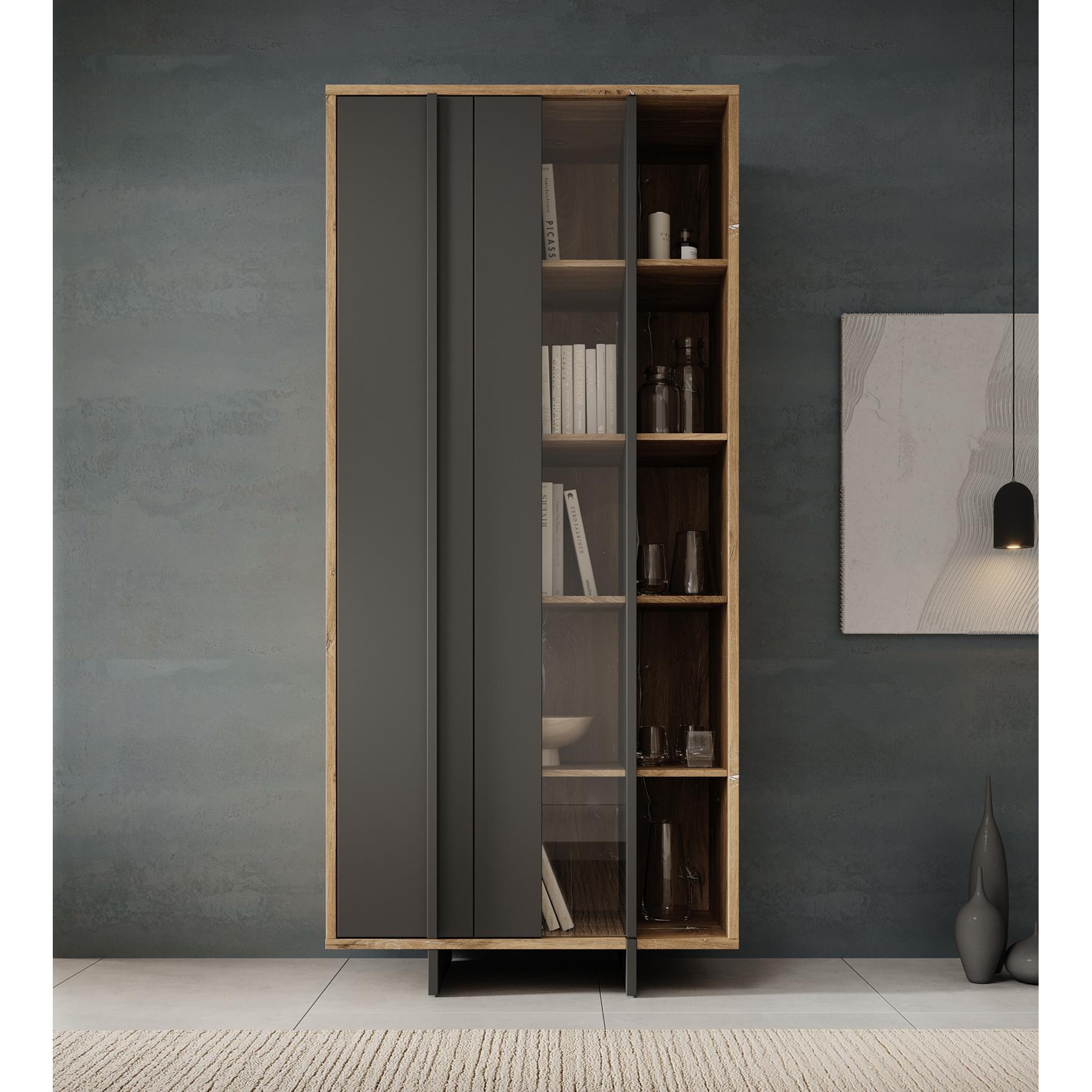 Meubella Vitrinekast Jonna - Zwart - 90 cm