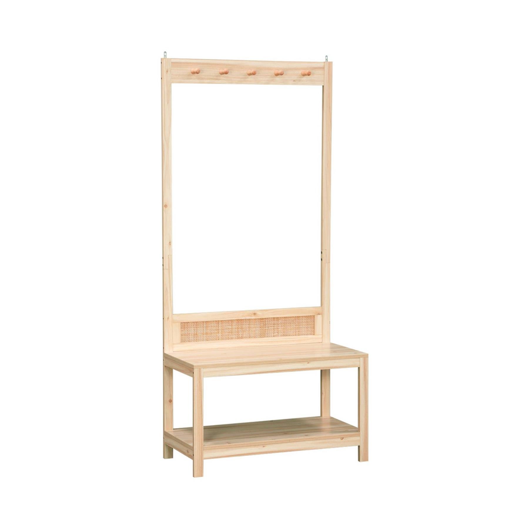 sweeek - Halmeubel, rotan en houtdecor, kapstok met plank
