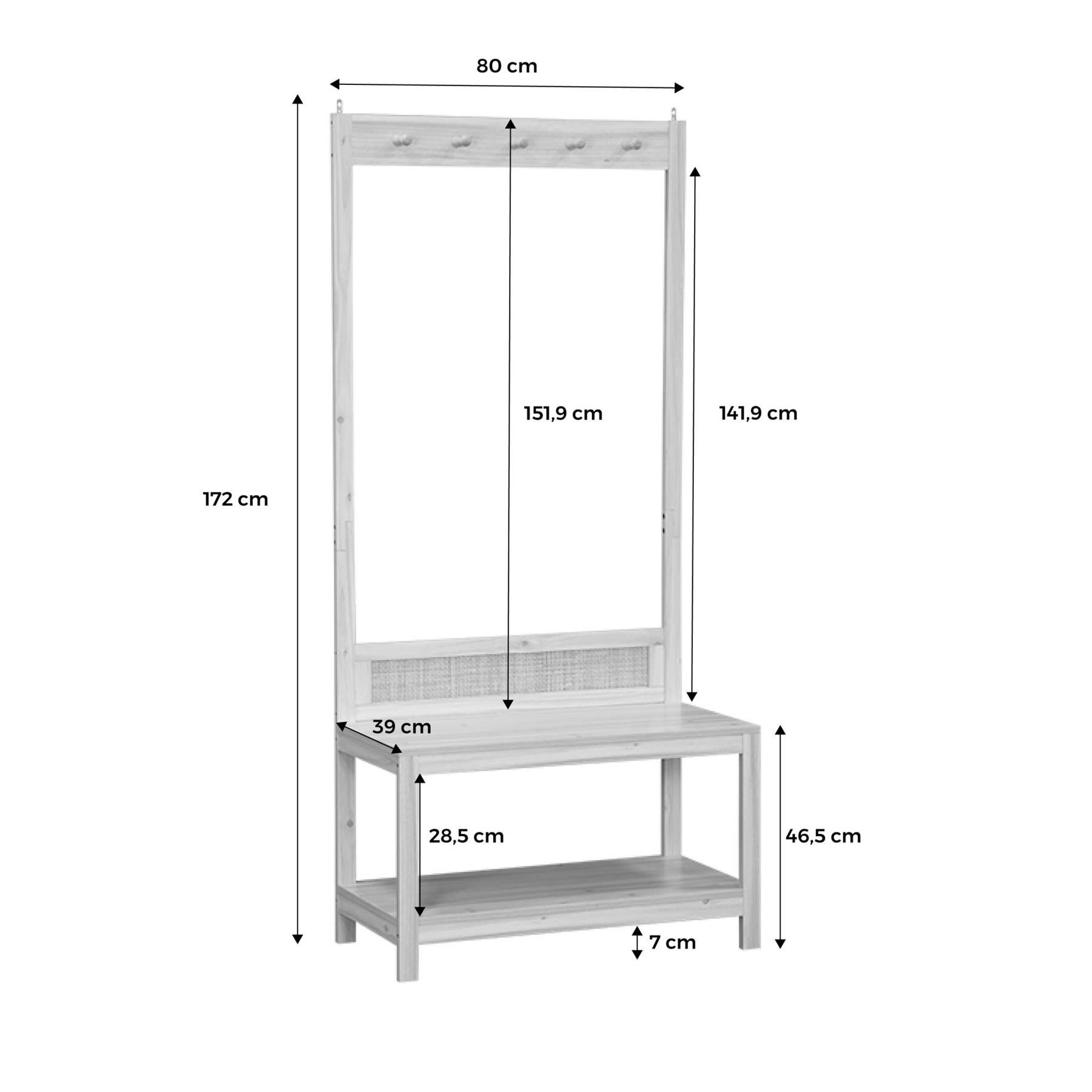 sweeek - Halmeubel, rotan en houtdecor, kapstok met plank