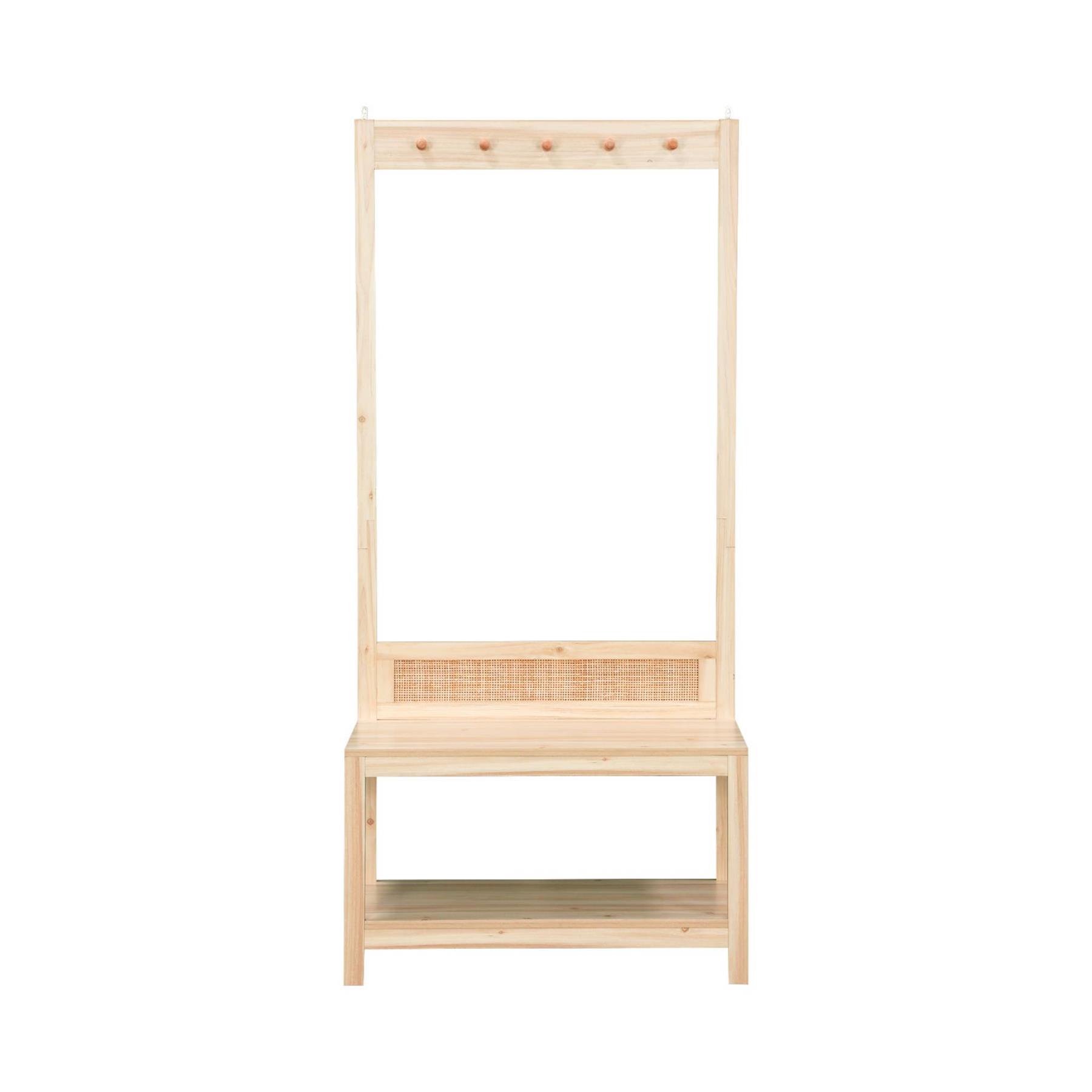 sweeek - Halmeubel, rotan en houtdecor, kapstok met plank