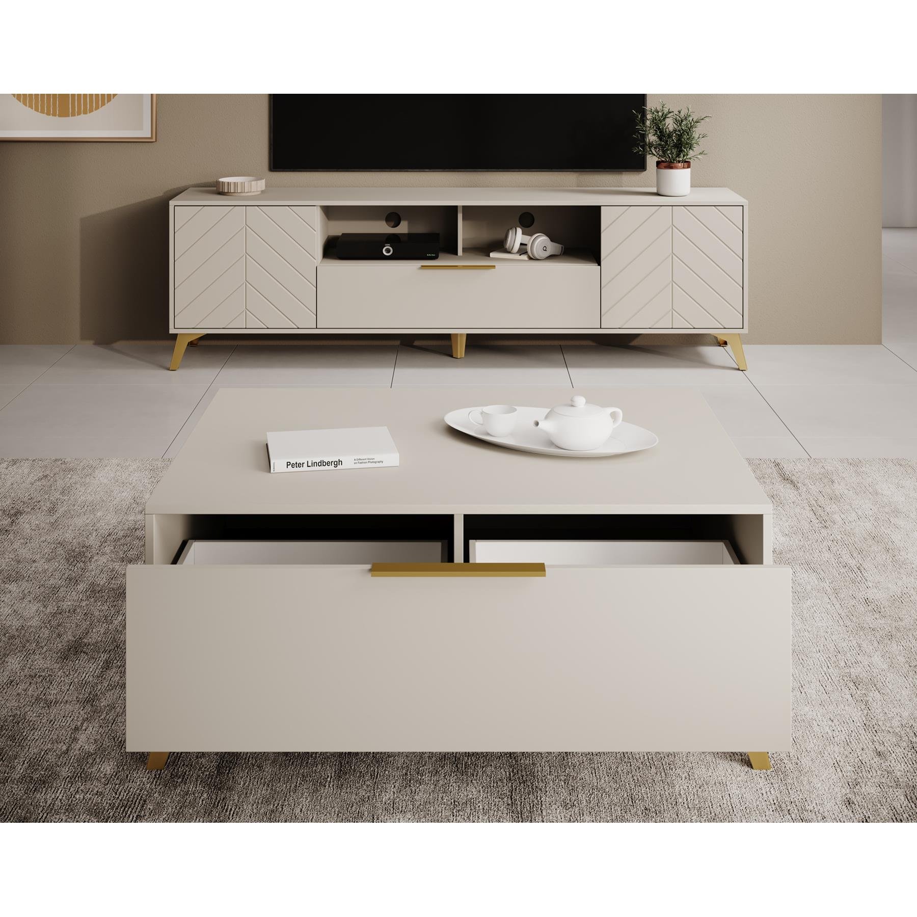 Meubella Salontafel Xiano - Beige - 103 cm