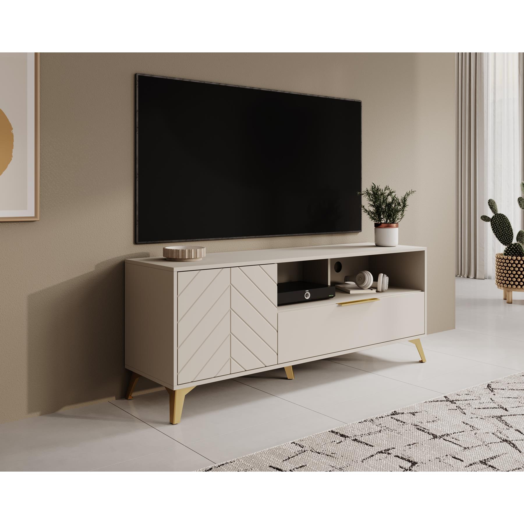 Meubella TV-Meubel Xiano - Beige - 153 cm