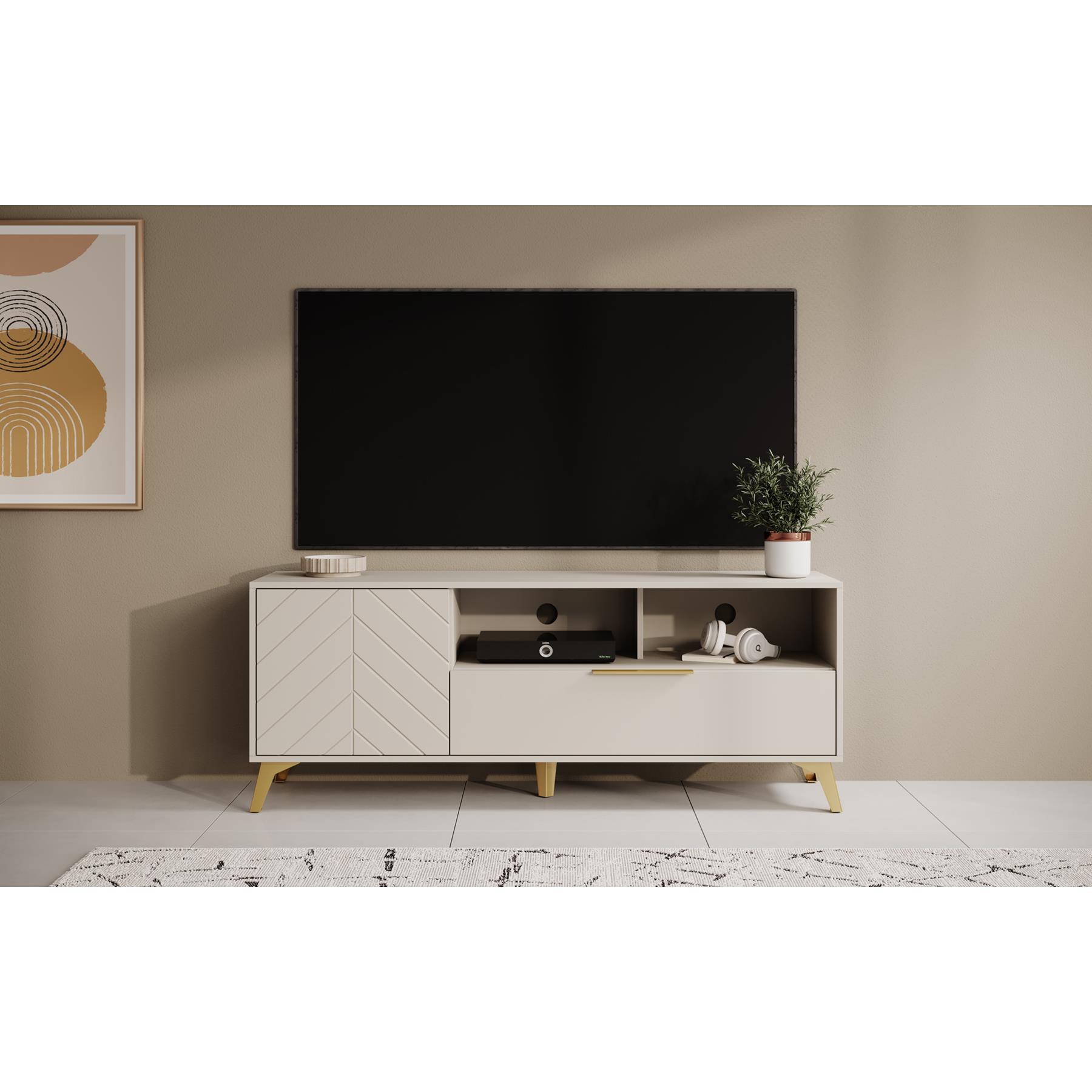 Meubella TV-Meubel Xiano - Beige - 153 cm