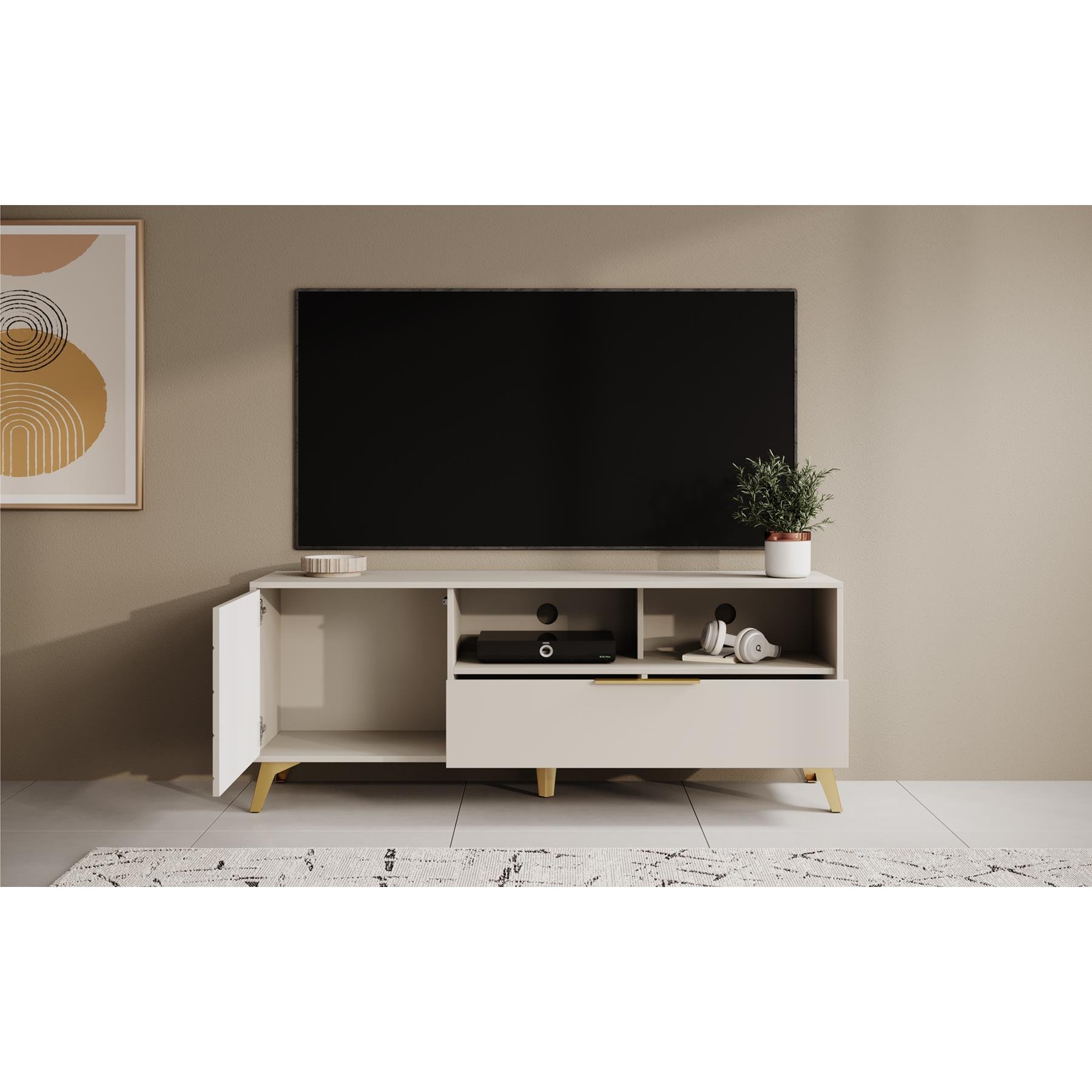 Meubella TV-Meubel Xiano - Beige - 153 cm