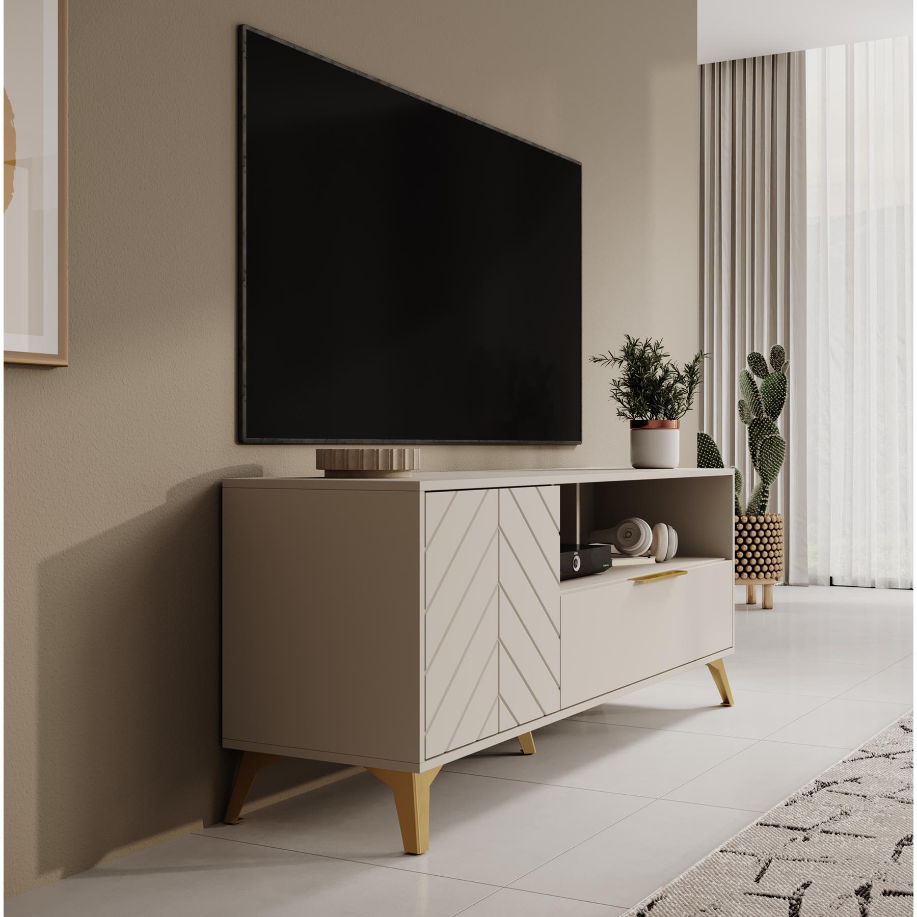 Meubella TV-Meubel Xiano - Beige - 153 cm
