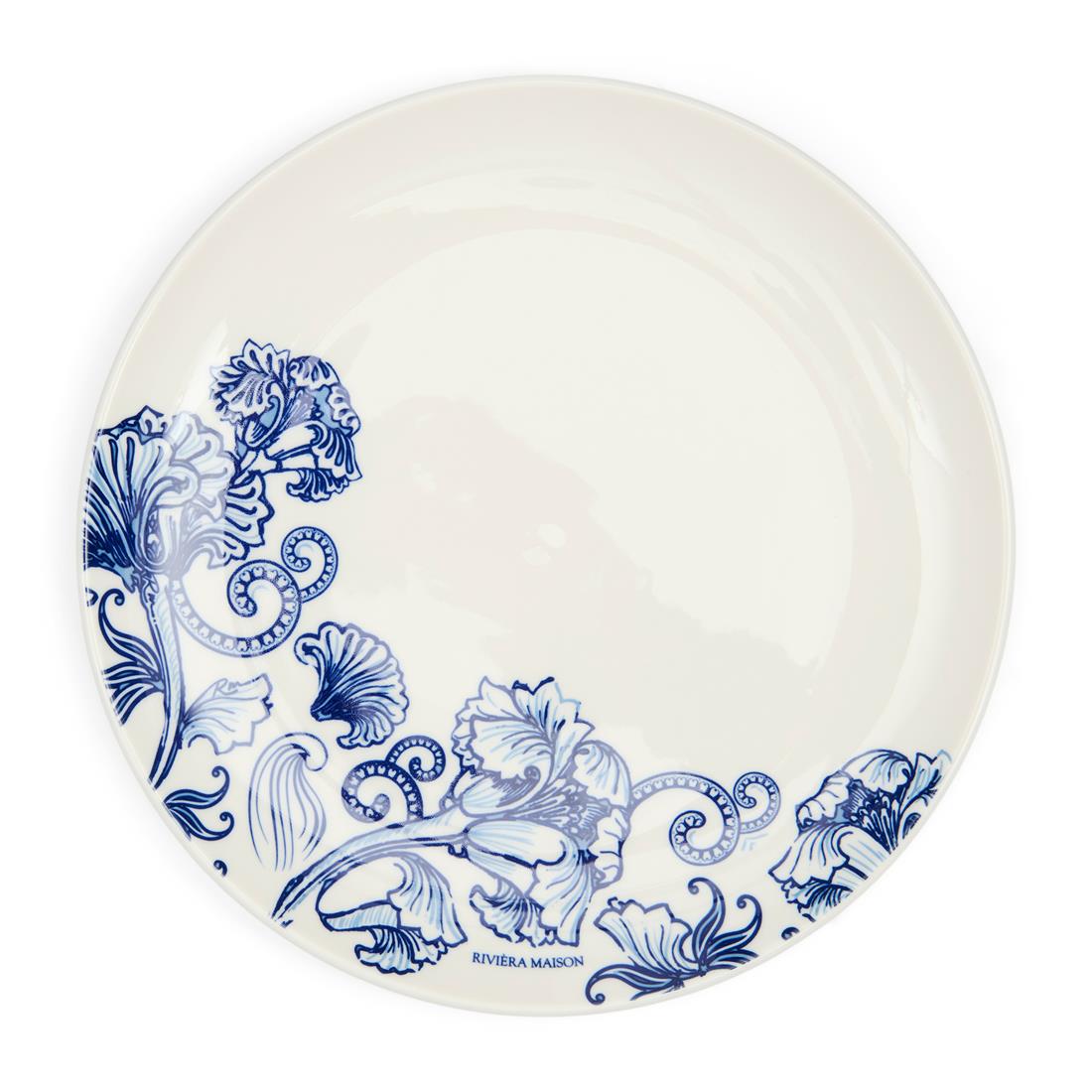 Riviera Maison Dinerbord Blauw, Wit - Amalfi Bord   - Porselein