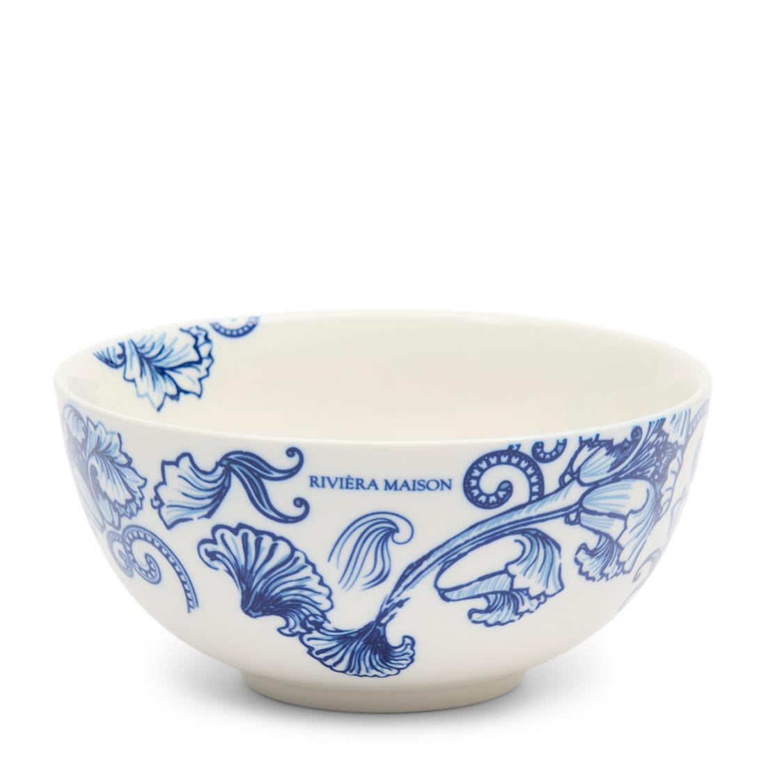 Riviera Maison Kom rond Blauw, Wit - Amalfi Schaaltje - Porselein