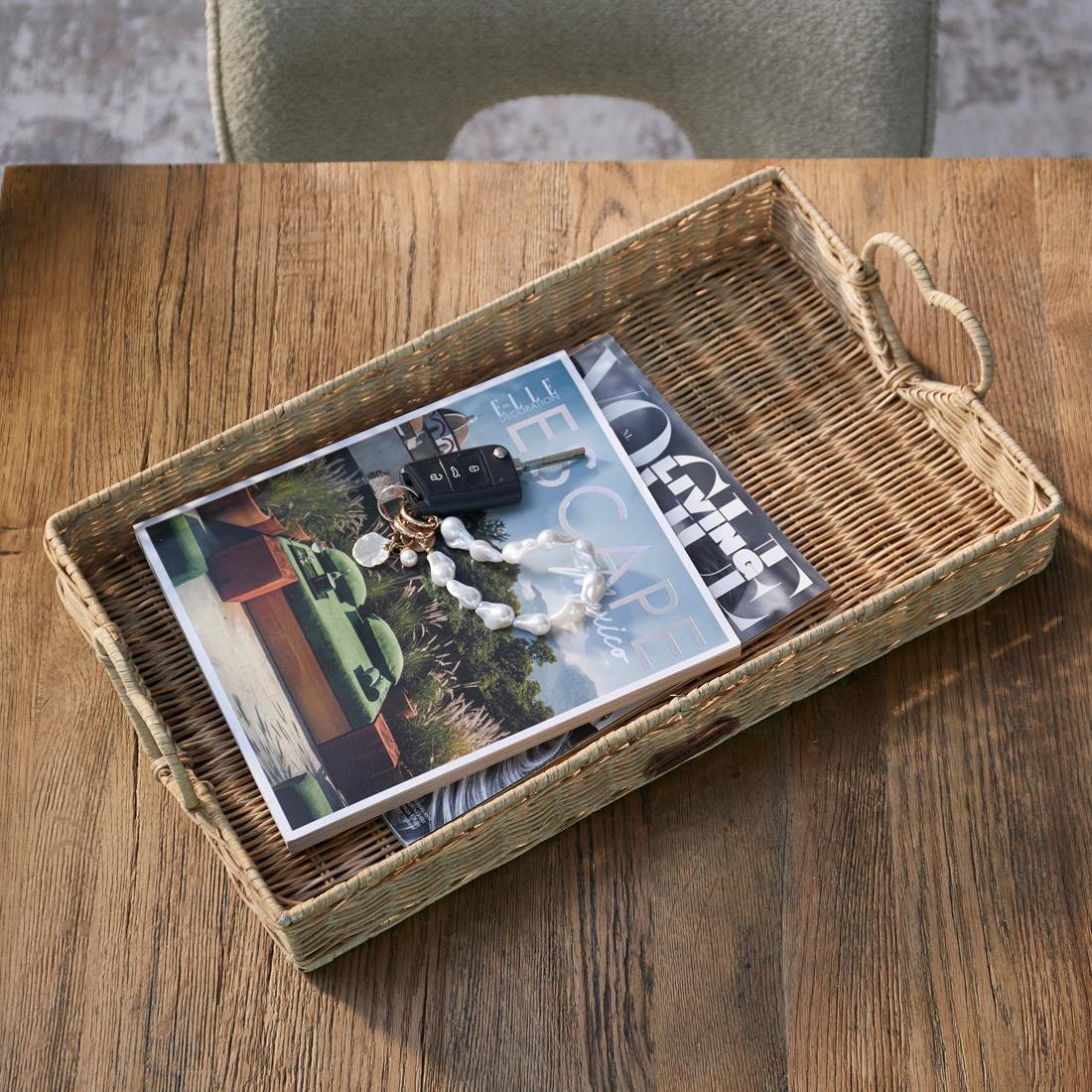 Riviera Maison Dienblad rechthoek - Happy Heart Serveerblad - Rattan