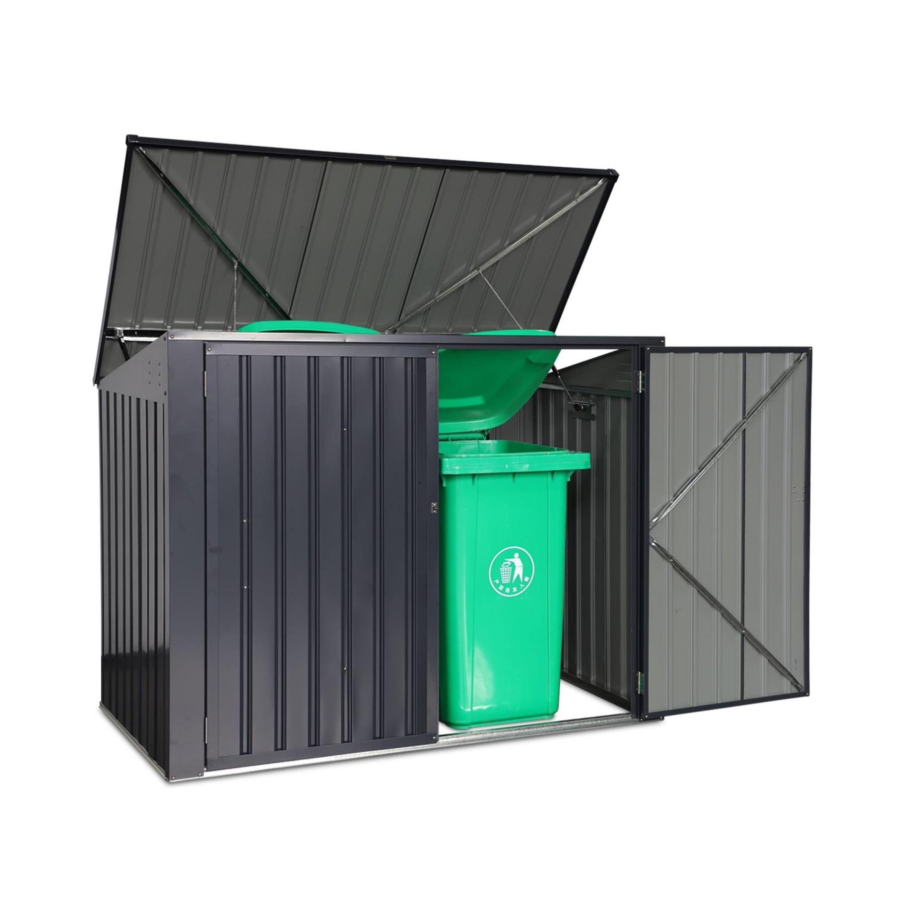 sweeek - Afvalhok gegalvaniseerd staal, L173xB101xH 131-190 cm