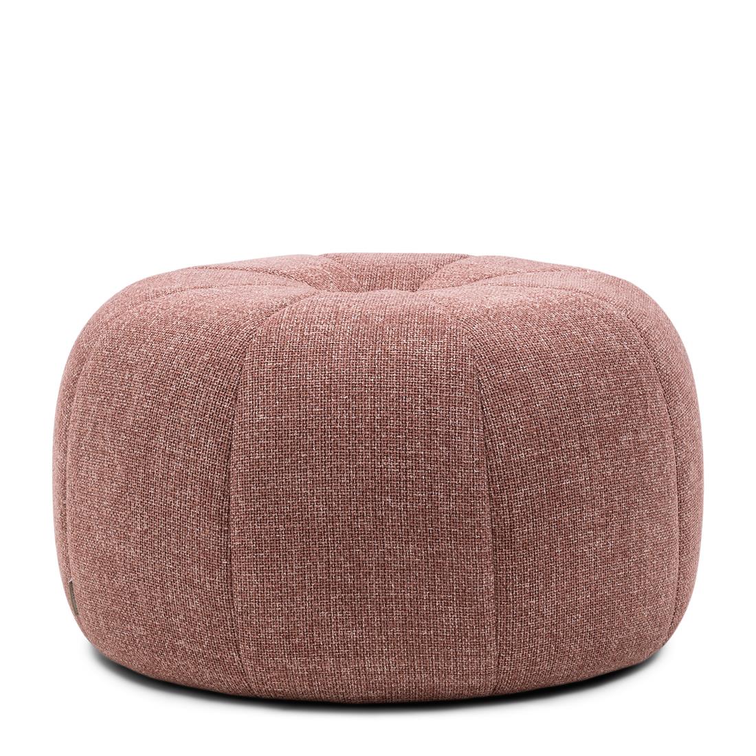 Rivièra Maison - Elegante Falcone Poef in C99 - Koraalroze van PA0 - Polyester en Rubberhout, Hoogte 41 cm