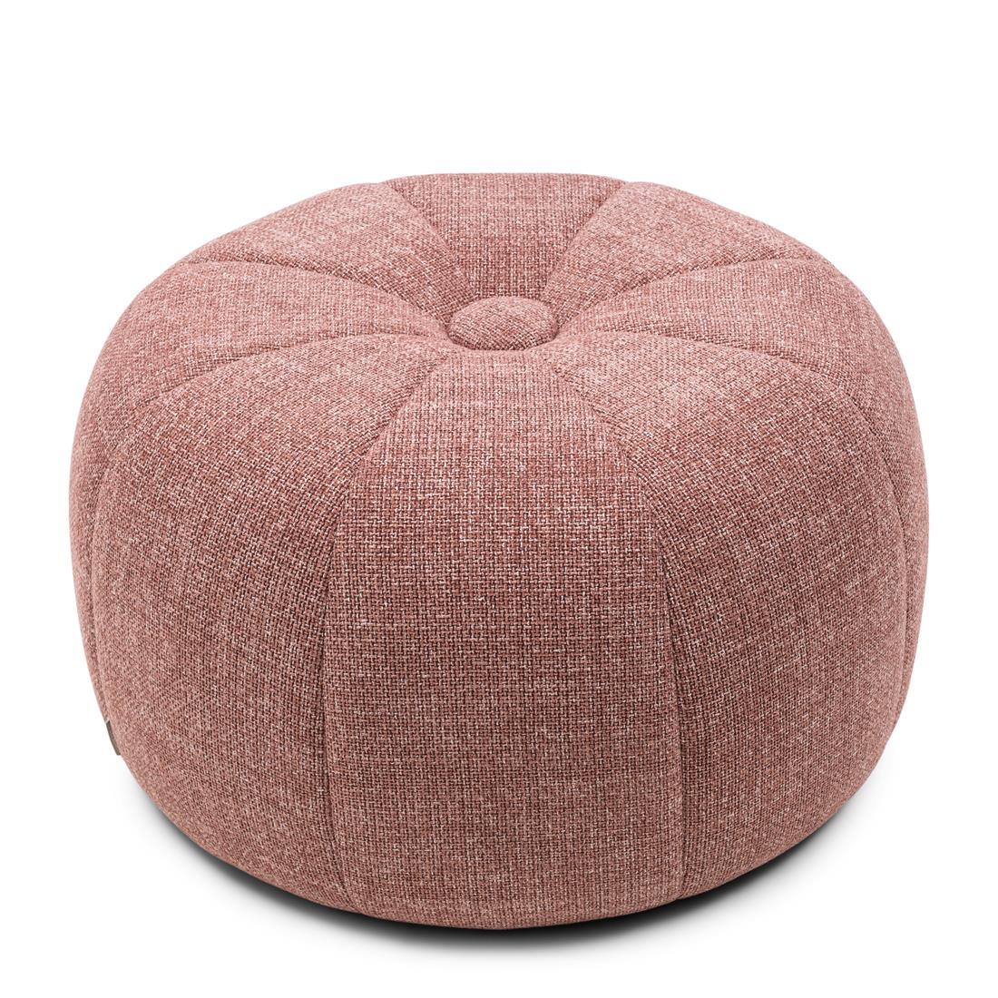 Rivièra Maison - Elegante Falcone Poef in C99 - Koraalroze van PA0 - Polyester en Rubberhout, Hoogte 41 cm