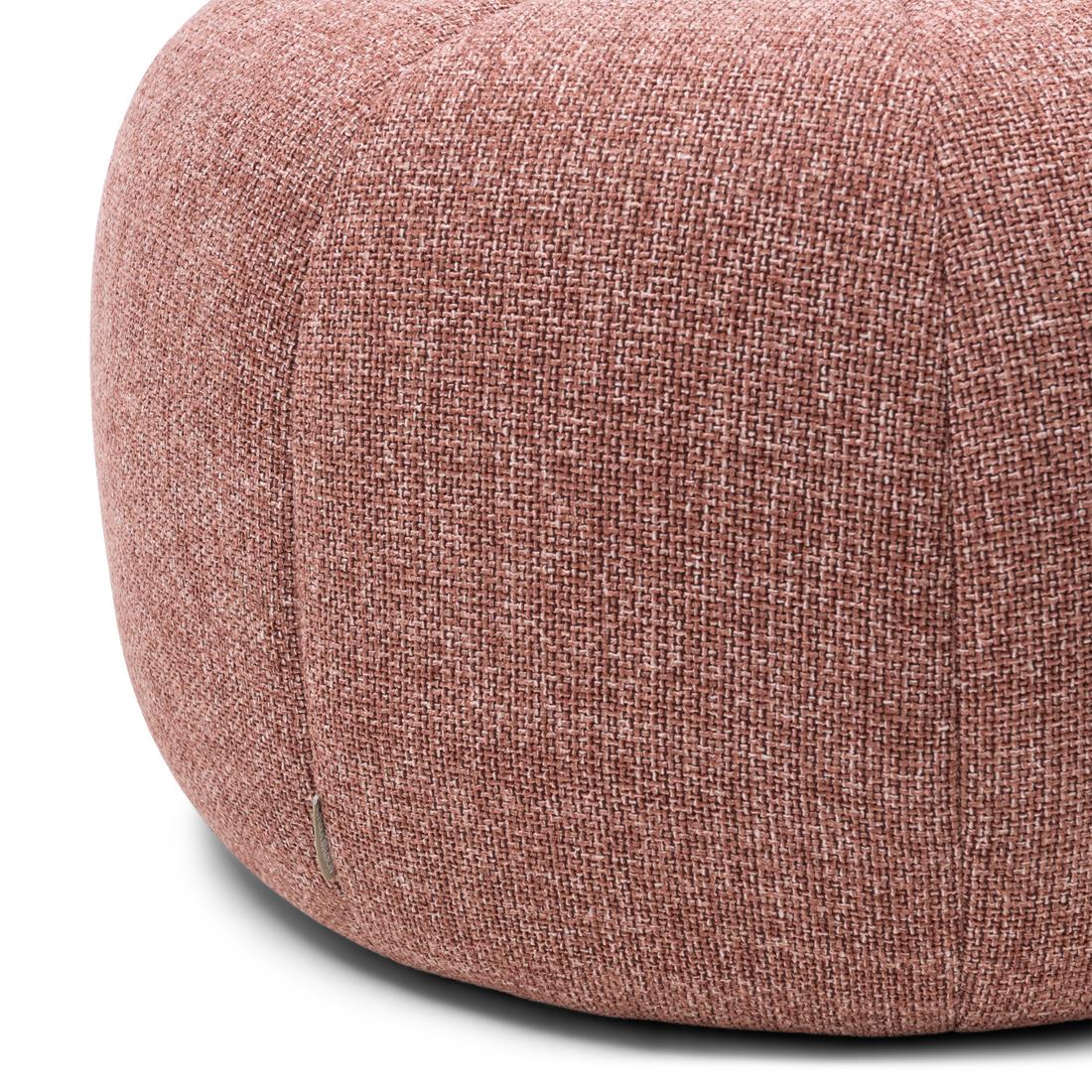 Rivièra Maison - Elegante Falcone Poef in C99 - Koraalroze van PA0 - Polyester en Rubberhout, Hoogte 41 cm