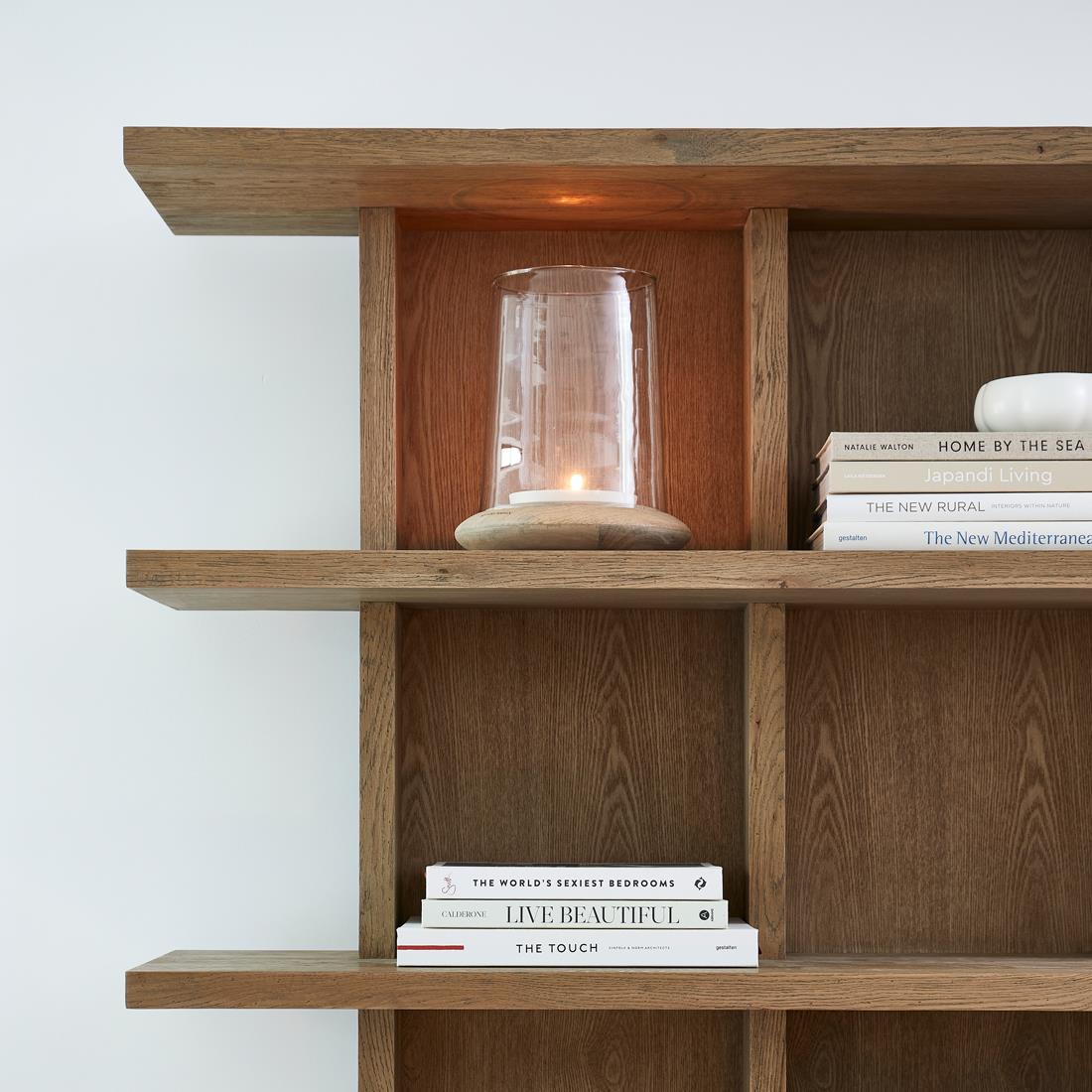 Rivièra Maison - Vermont Boekenkast in Natuurlijke Kleur van Gerecycled Eikenhout, 120x35x200 cm