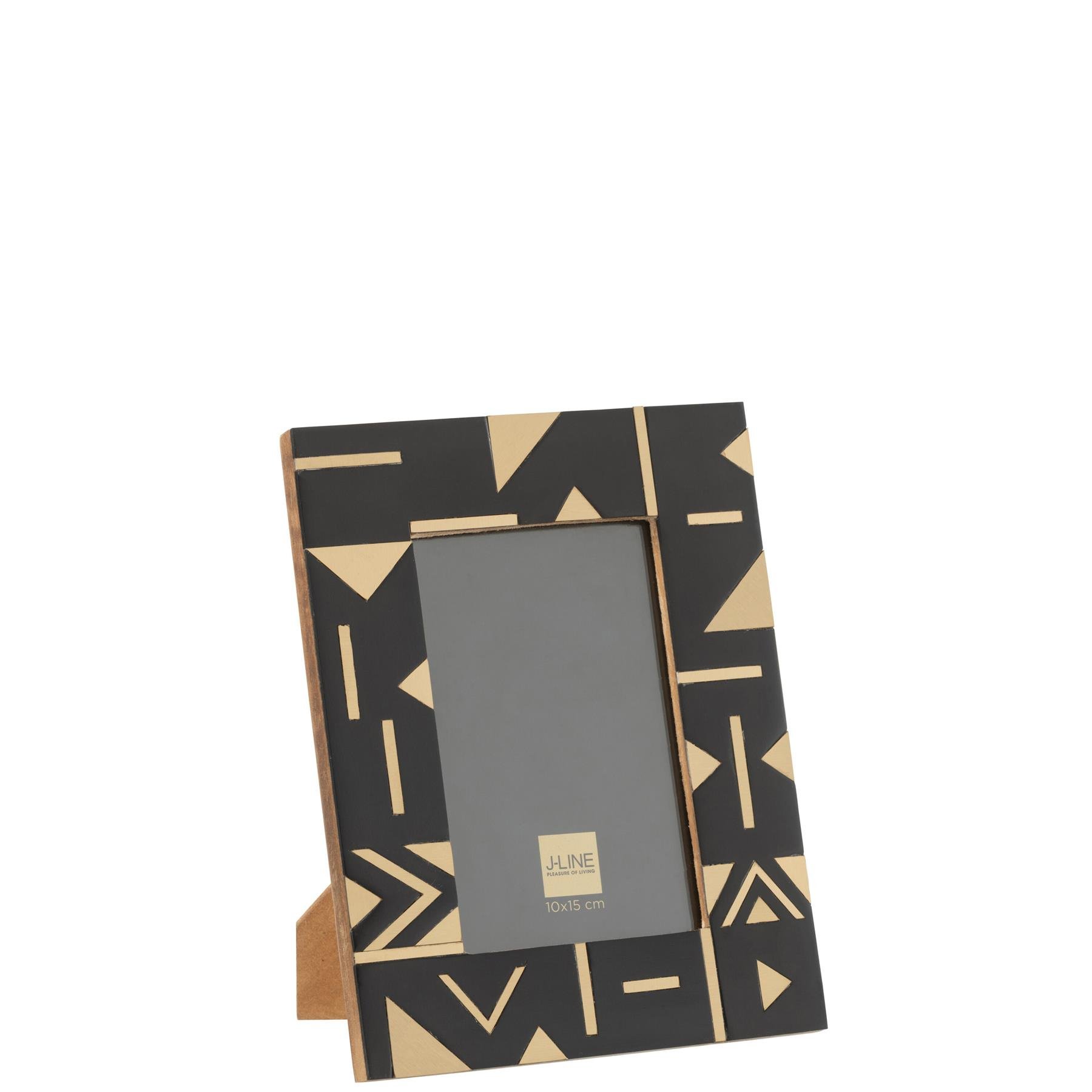 J-Line fotolijst Geometrisch - hout|resine - zwart|goud - small