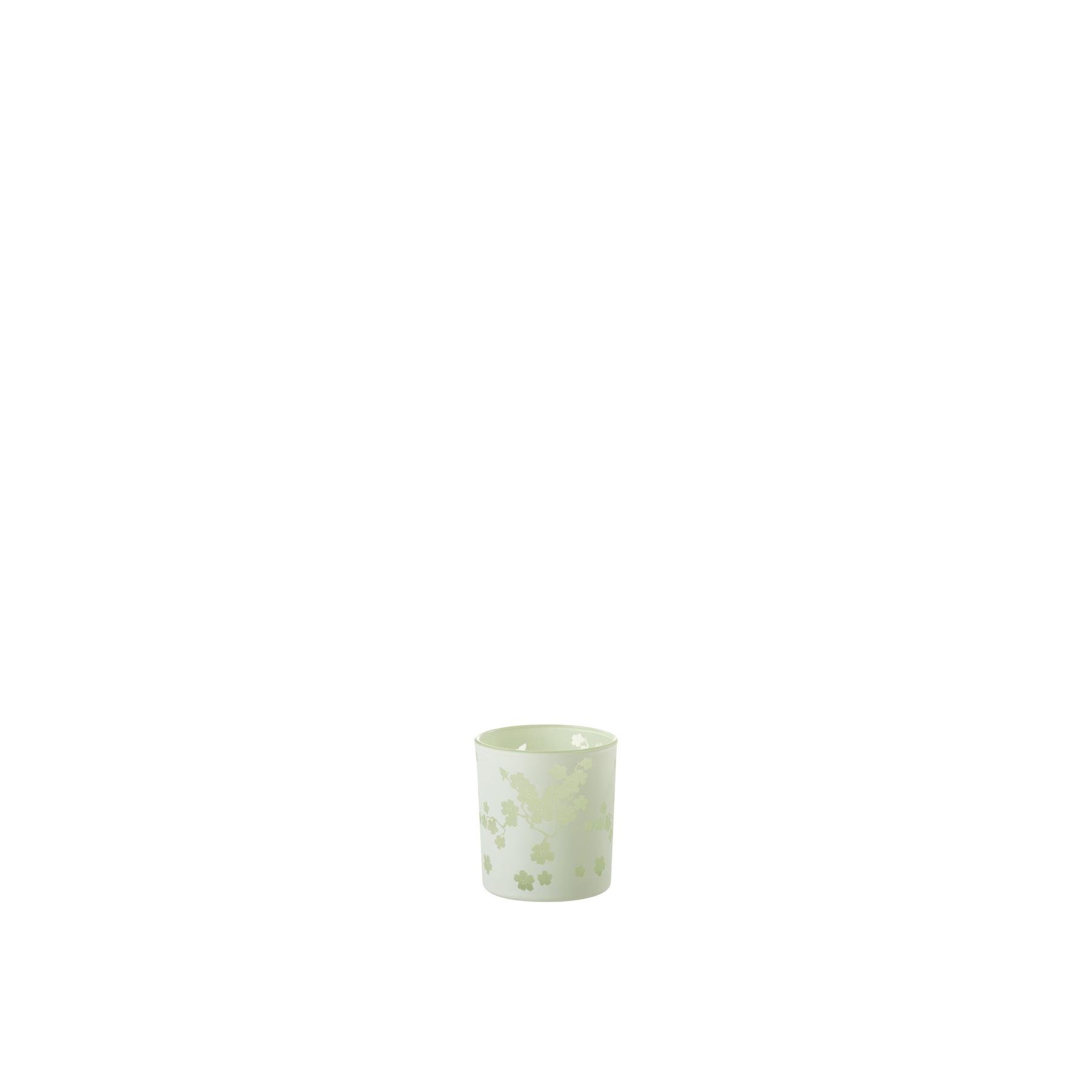 J-Line theelichthouder Bloemen - glas - groen - small