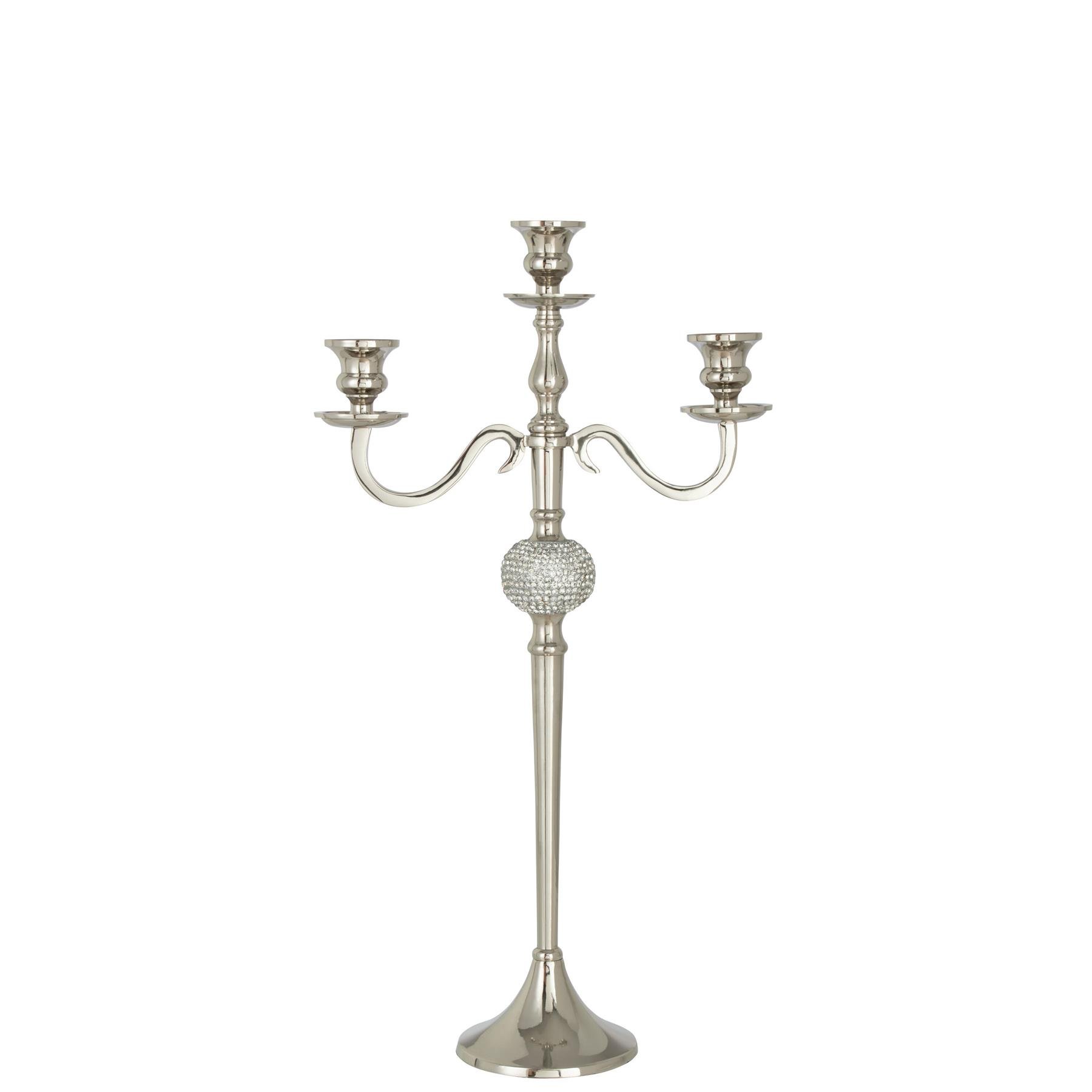 J-Line kandelaar 3 Armen Diamant - aluminium - zilver