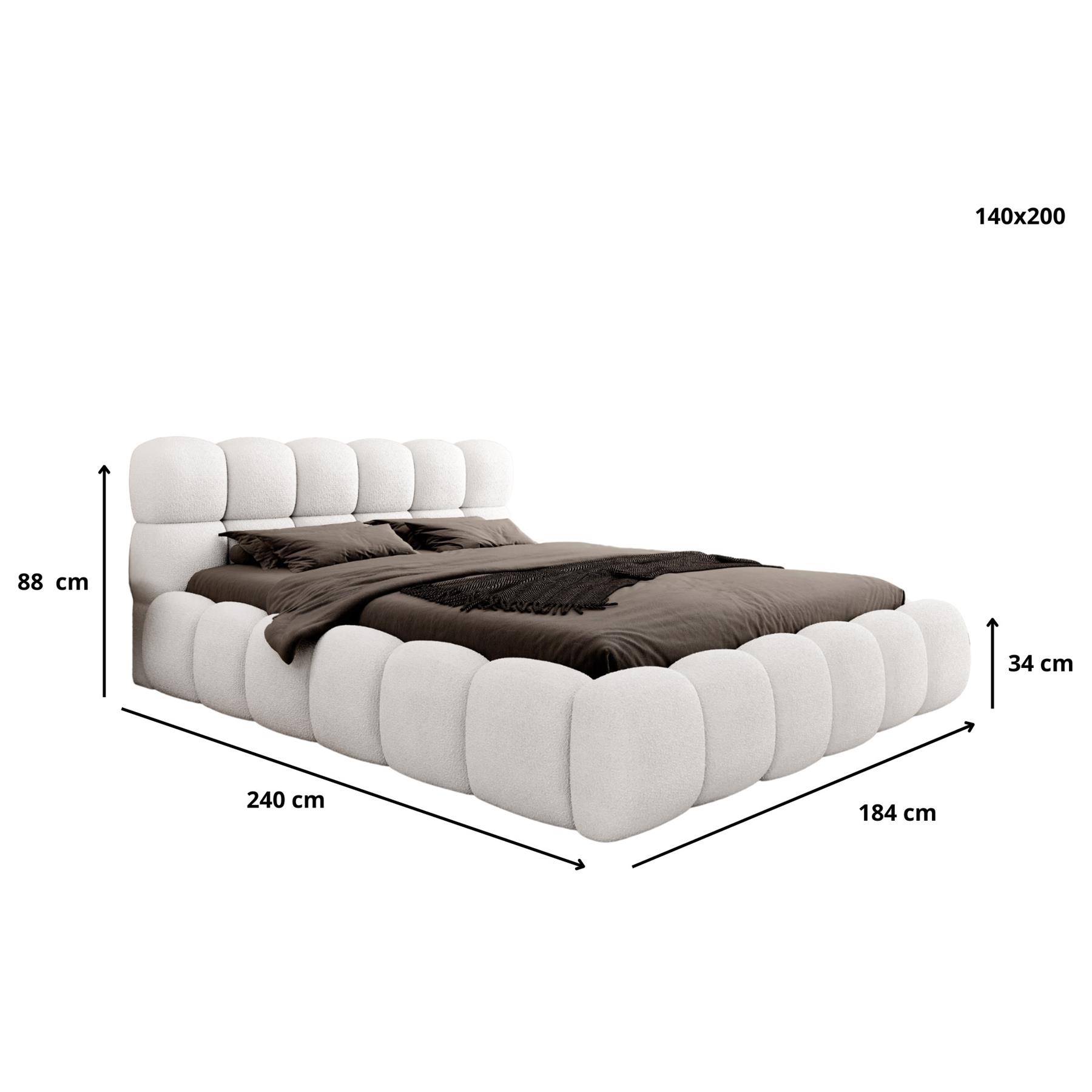 Trae Mobler Boston 140 x 200 cm Gestoffeerd Bed Naturel