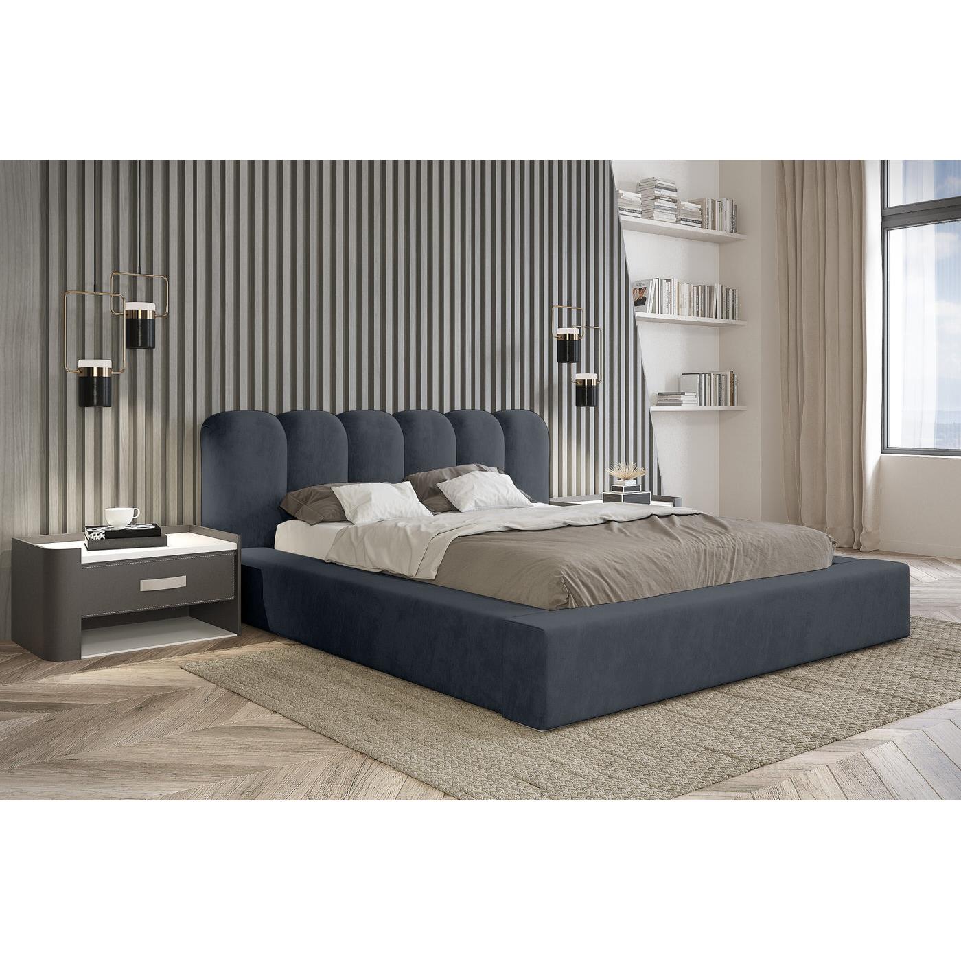 Trae Mobler Dallas 180 x 200 cm Gestoffeerd Bed Donkerblauw