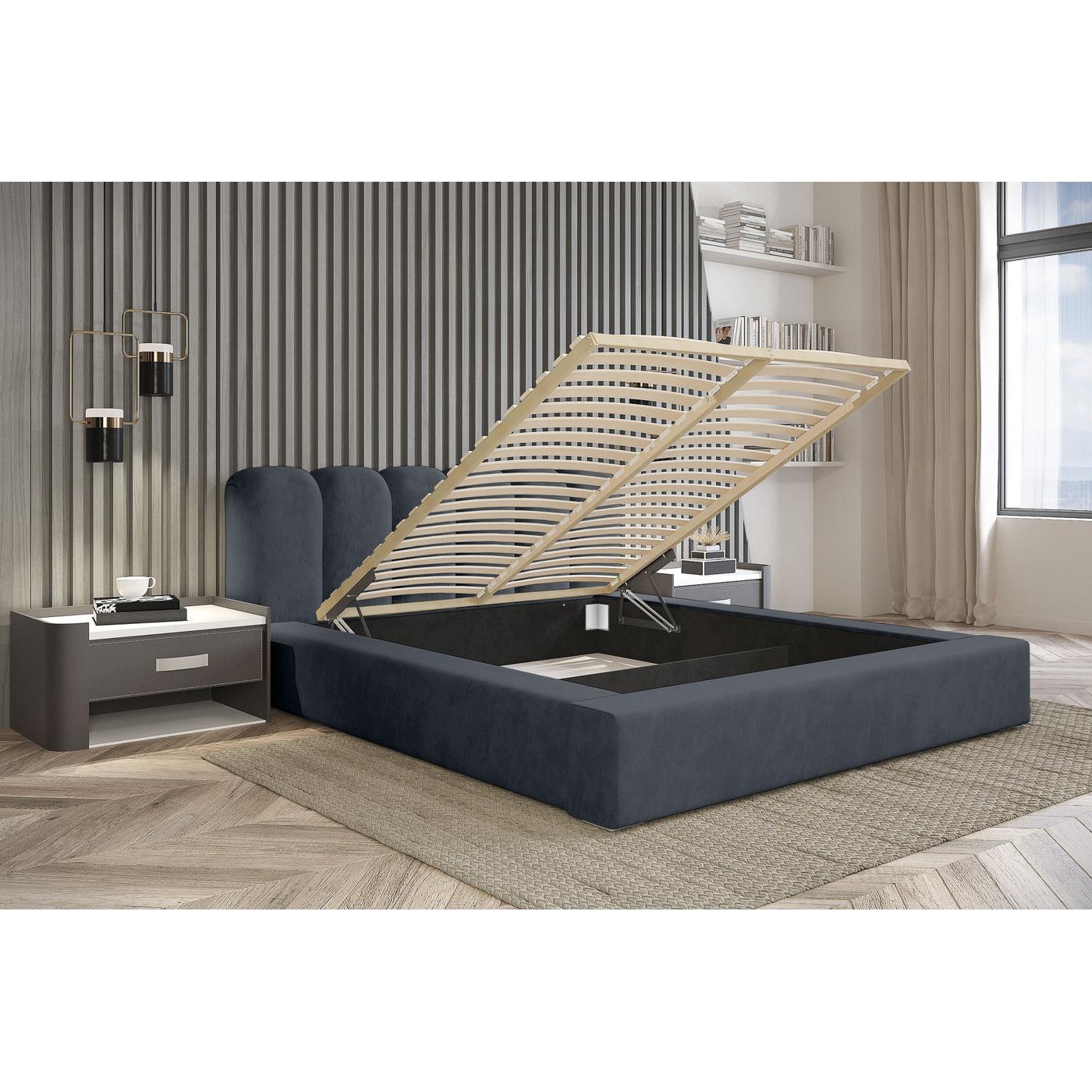 Trae Mobler Dallas 180 x 200 cm Gestoffeerd Bed Donkerblauw