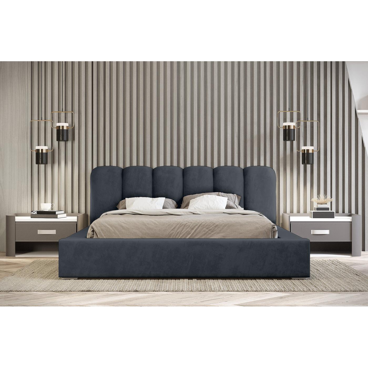 Trae Mobler Dallas 180 x 200 cm Gestoffeerd Bed Donkerblauw