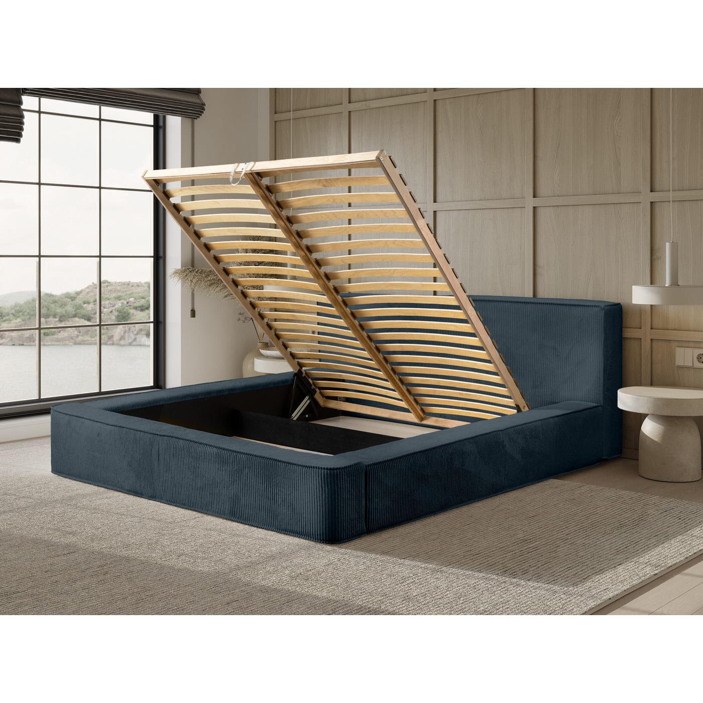 Trae Mobler Harmon 140x200 cm Gestoffeerd Bed Navy Blauw