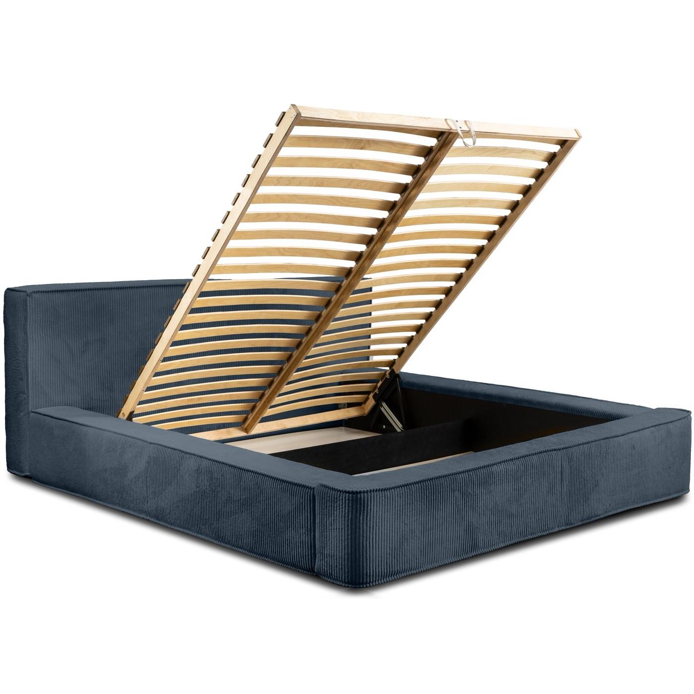 Trae Mobler Harmon 140x200 cm Gestoffeerd Bed Navy Blauw