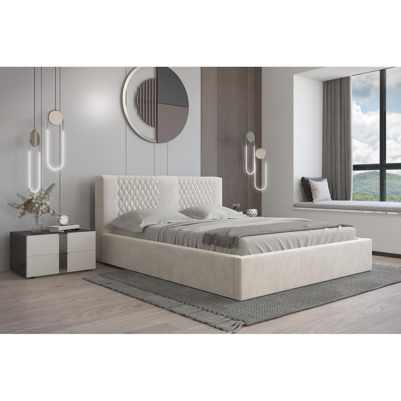 Trae Mobler Montana 160 x 200 cm Gestoffeerd Bed Beige