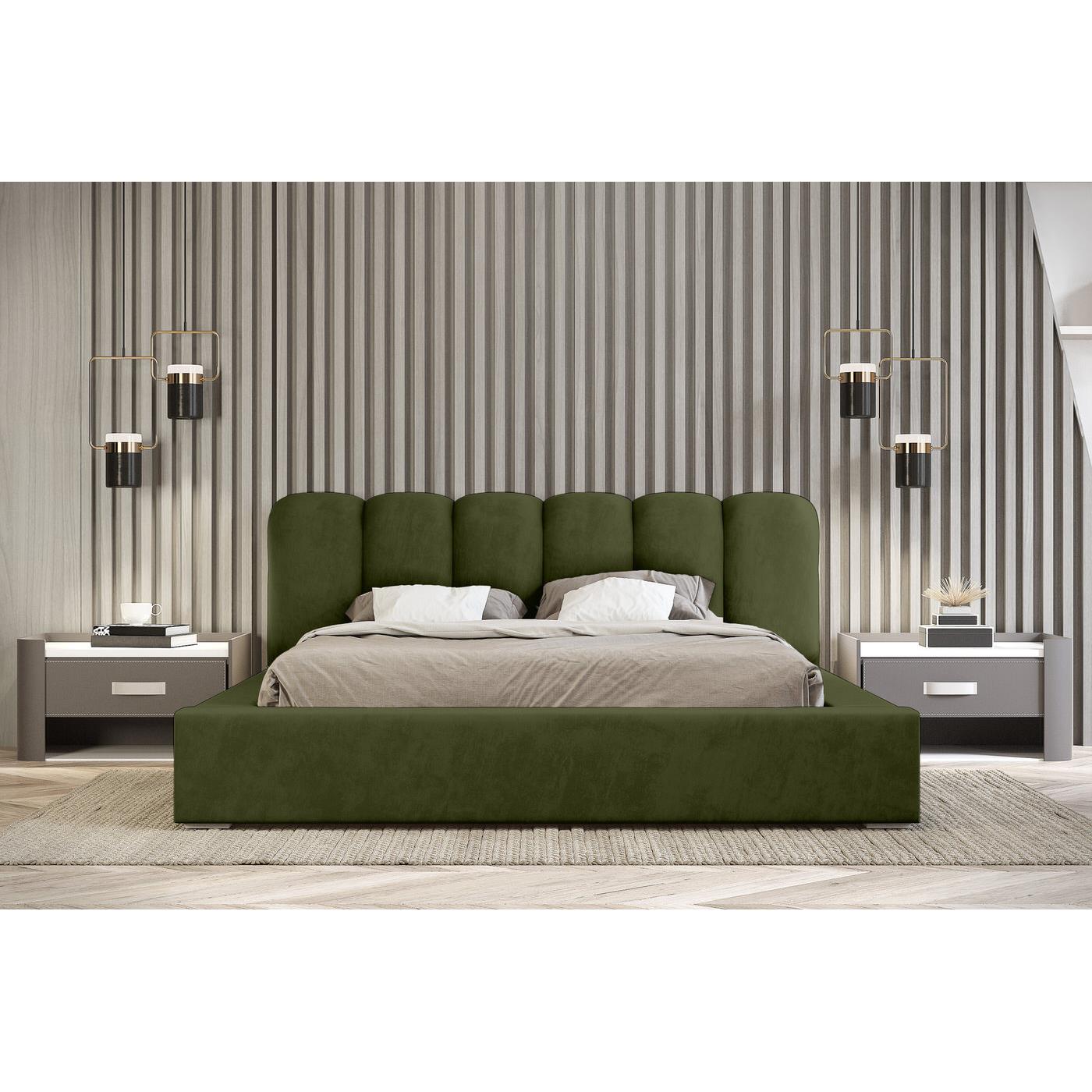 Trae Mobler Dallas 180 x 200 cm Gestoffeerd Bed Bosgroen