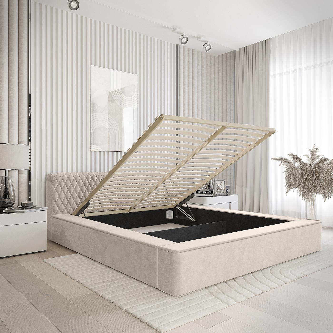 Trae Mobler Azurro 140 x 200 cm Gestoffeerd Bed Beige